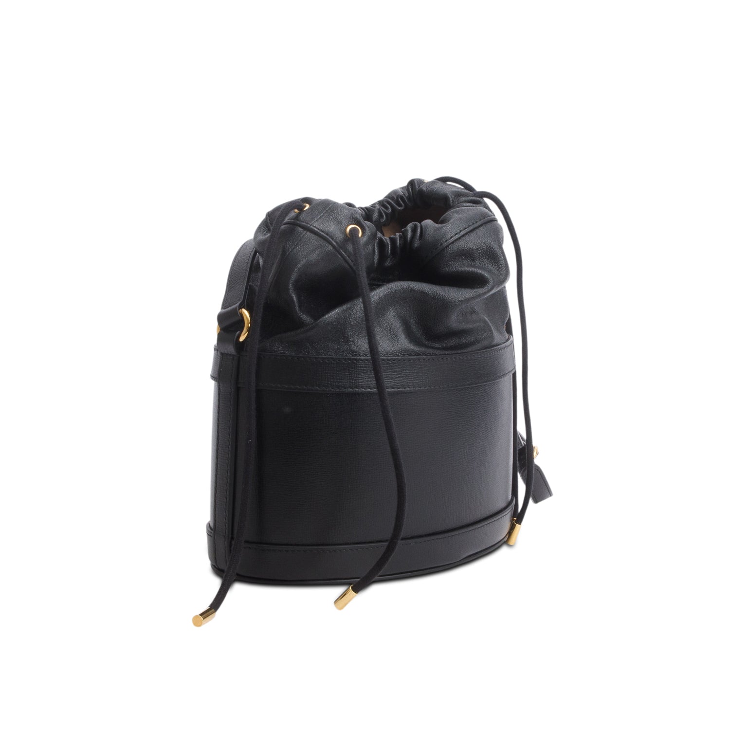 Gucci Black Azalea Sakai Calfskin Horsebit 1955 Drawstring Bucket Bag