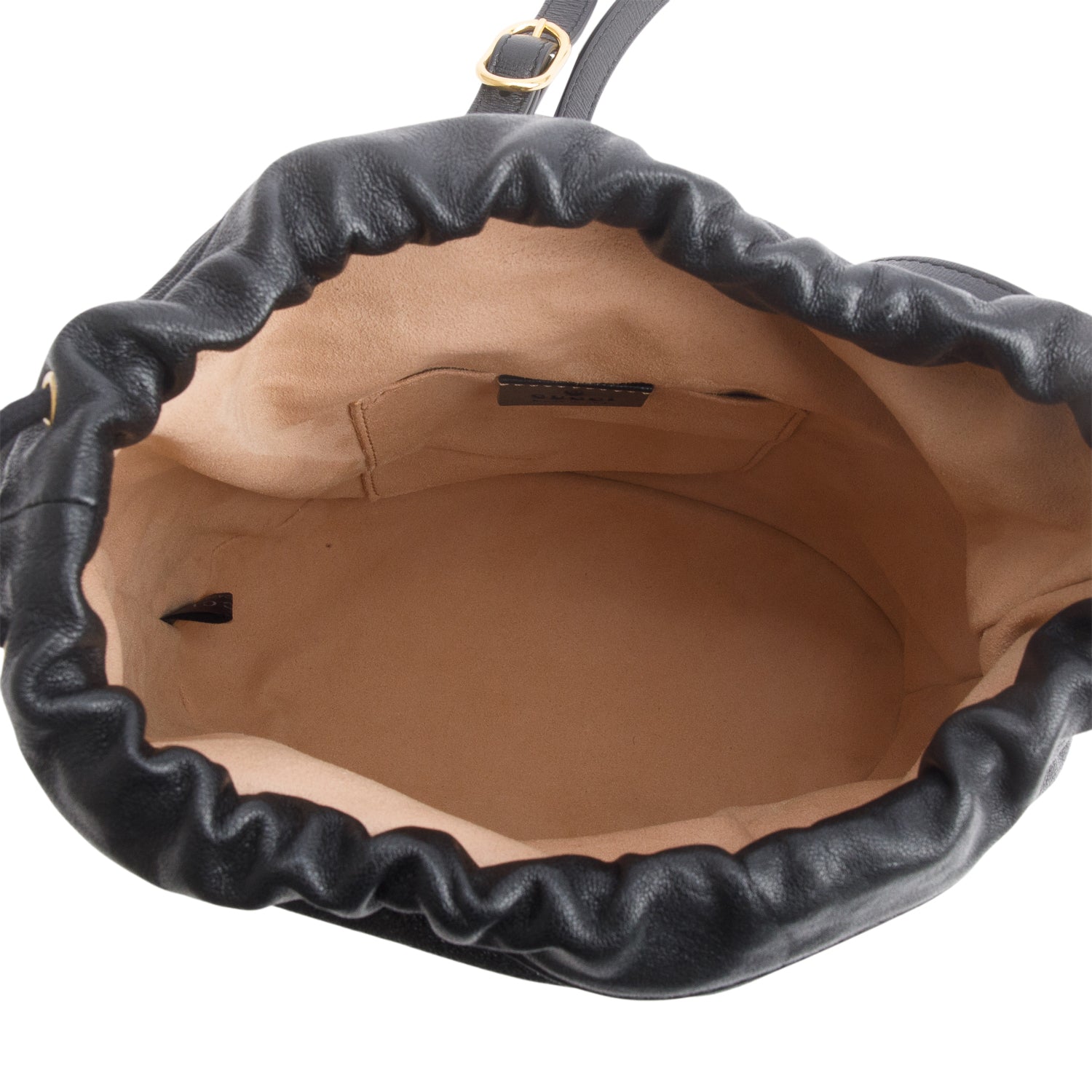 Gucci Black Azalea Sakai Calfskin Horsebit 1955 Drawstring Bucket Bag