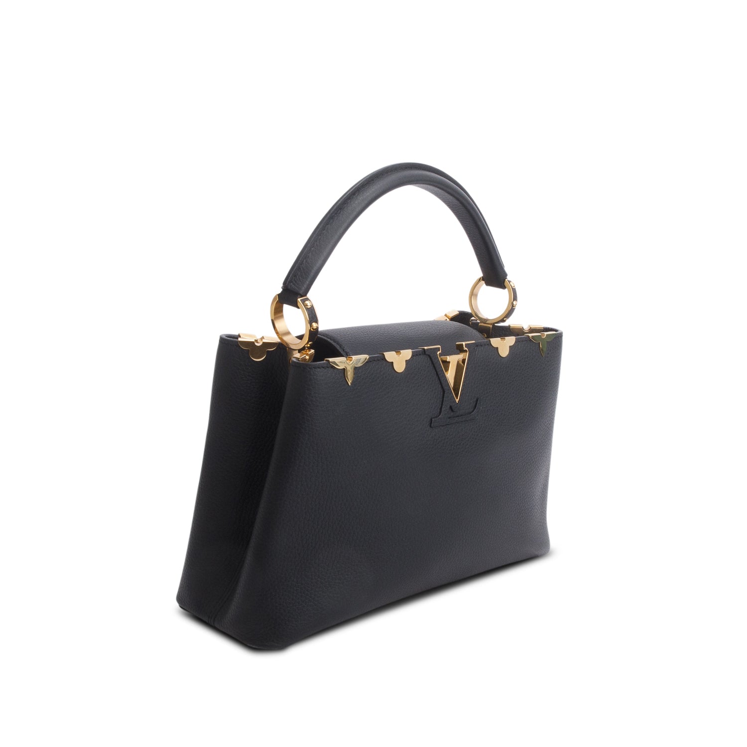 Louis Vuitton Black Taurillon Flower Crown Capucines MM w/ Strap