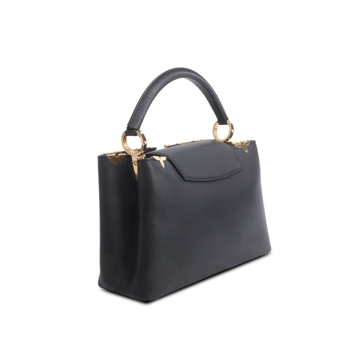 Louis Vuitton Black Taurillon Flower Crown Capucines MM w/ Strap