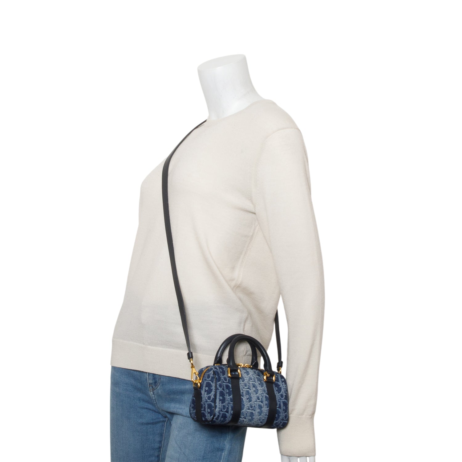 Dior 2024 Blue Oblique Jacquard Groove 17 Nano Bag w/ Strap