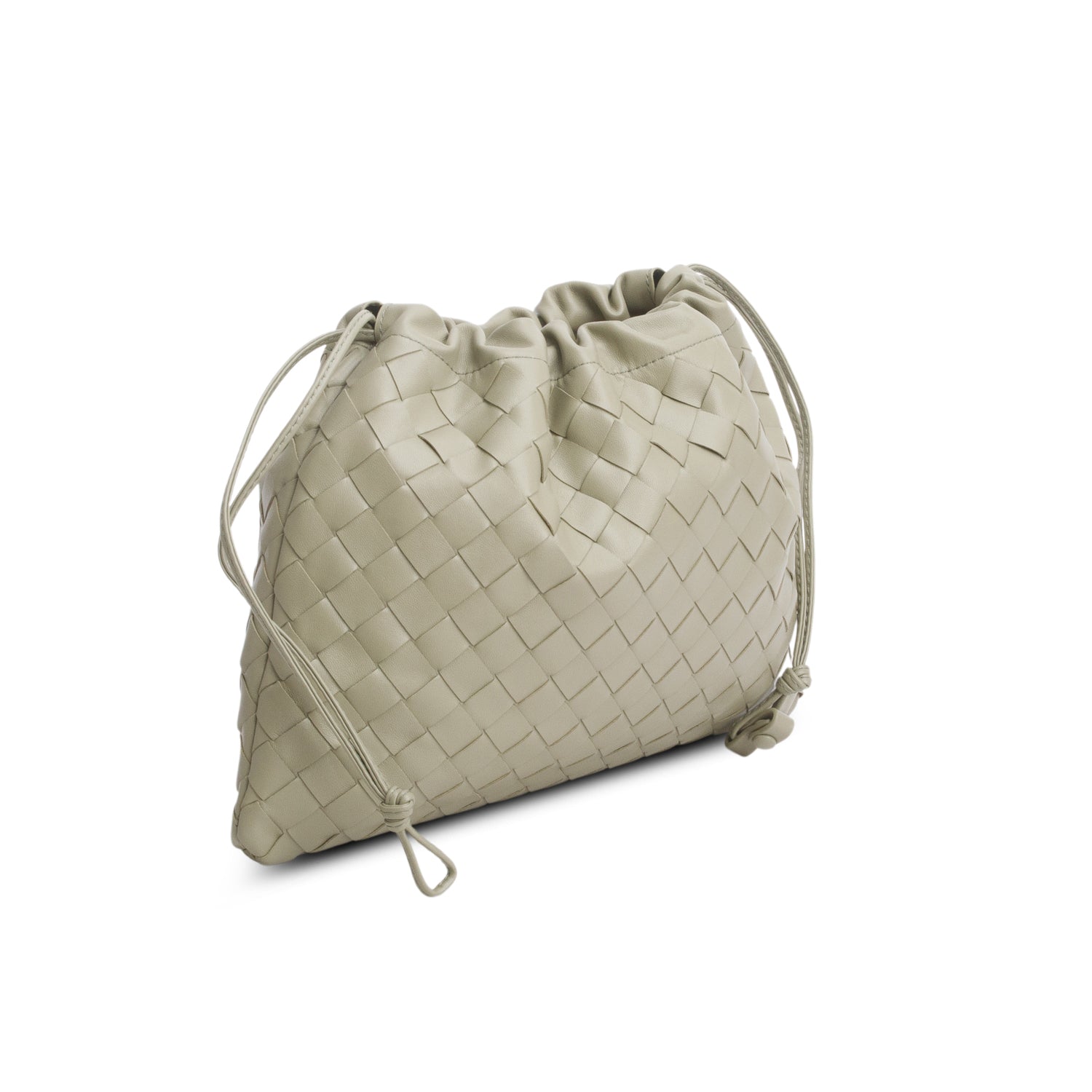 Bottega Veneta Green Intreciatto Leather Drawstring Pouch