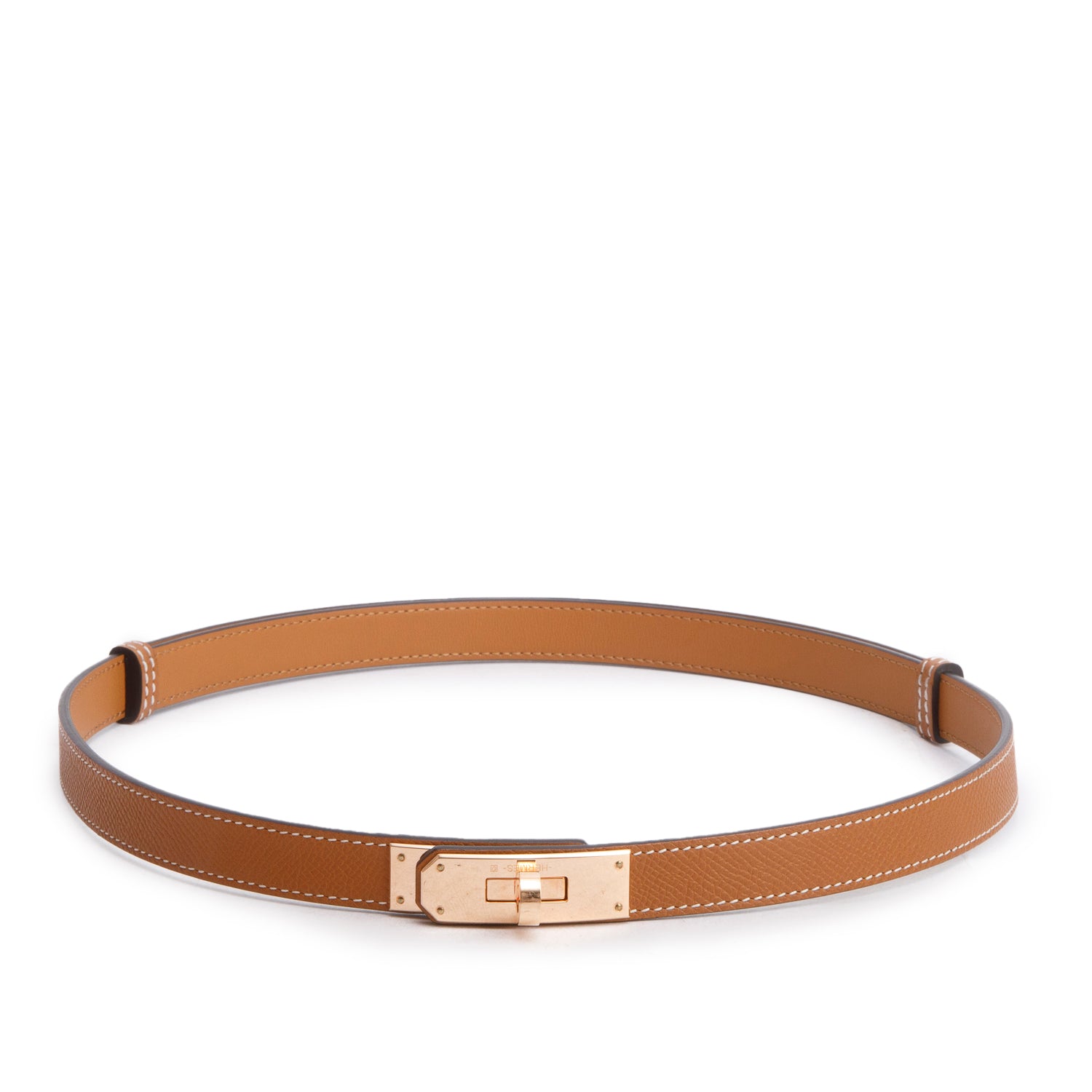 Hermes 2024 Gold Veau Epsom Kelly 18 Belt w/ Box