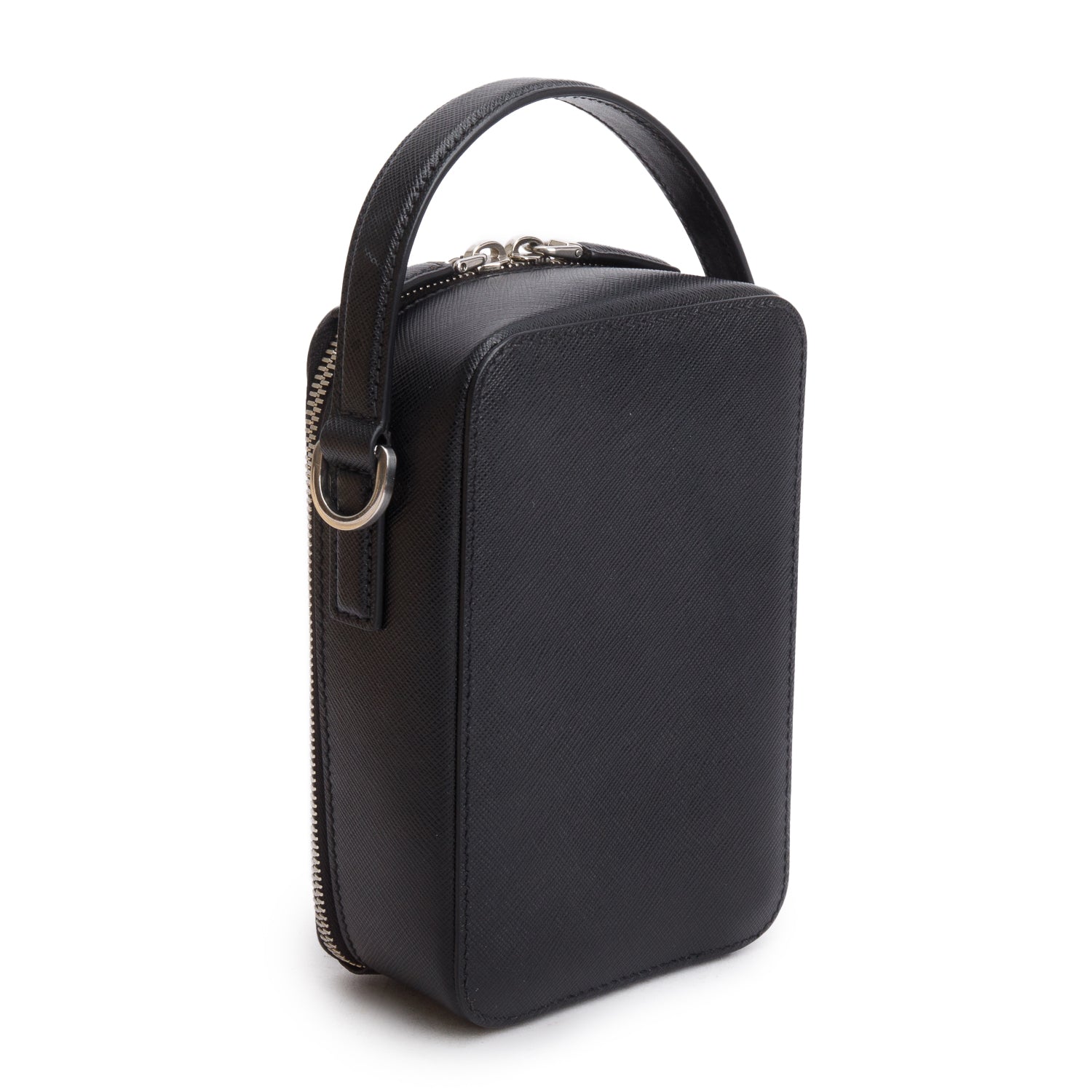 Prada Black Saffiano Leather Travel Brique Crossbody Bag w/ Strap