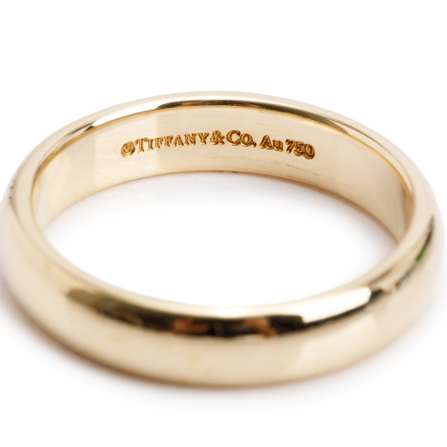 Tiffany & Co. 18k Yellow Gold Forever 4.5 MM Wedding Band Ring, Size 8.75