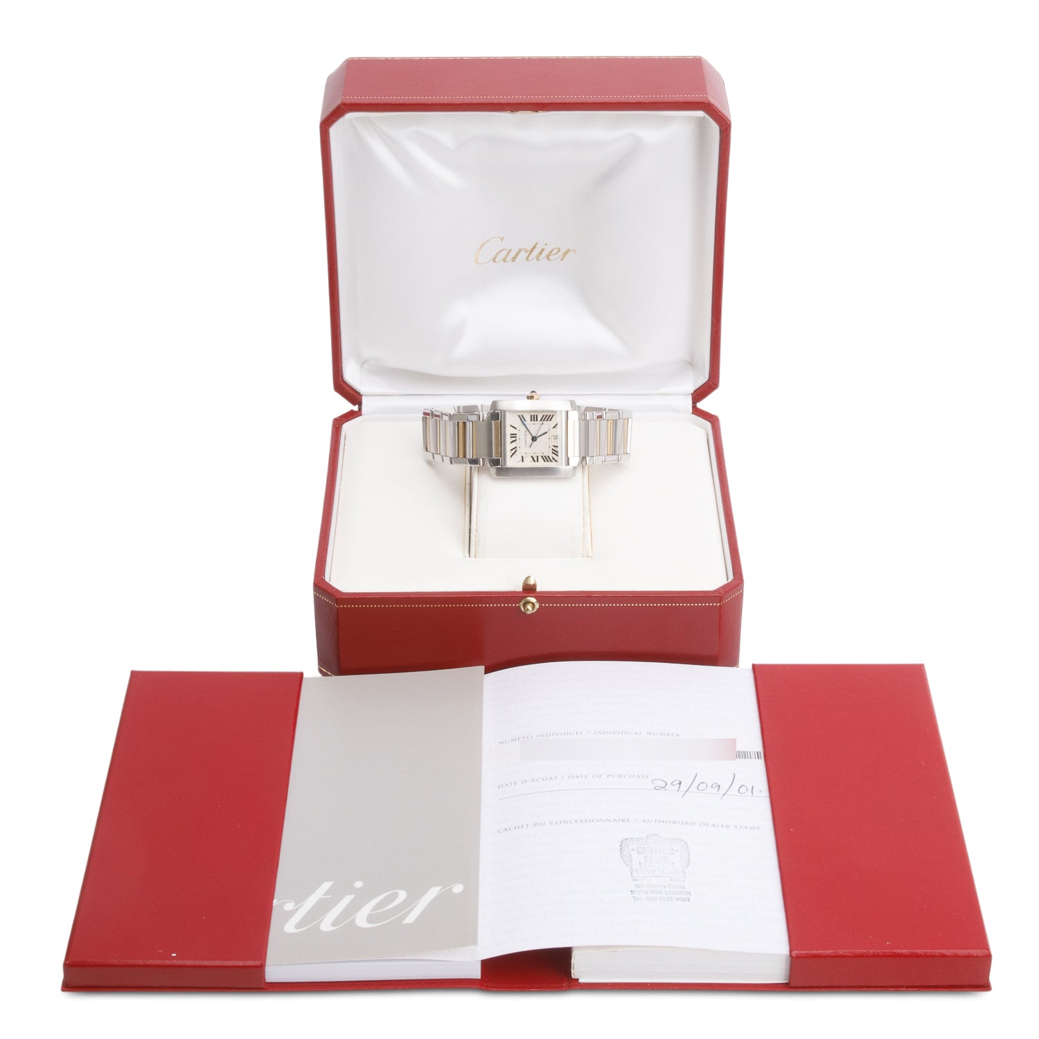 Cartier Stainless Steel & 18k Yellow Gold Tank Francaise Automatic Watch, Large Model 2302 w/ Box & Receipt