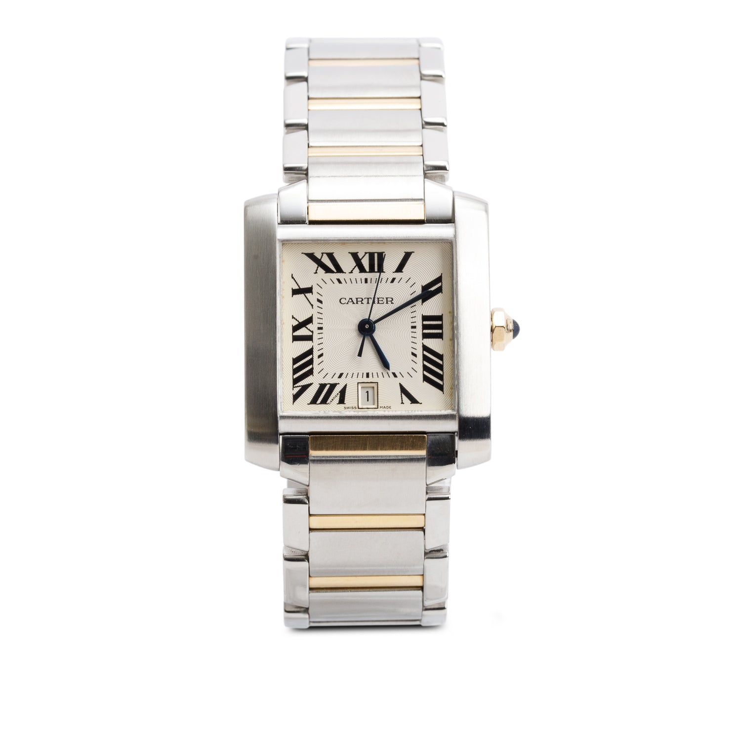 Cartier Stainless Steel & 18k Yellow Gold Tank Francaise Automatic Watch, Large Model 2302 w/ Box & Receipt