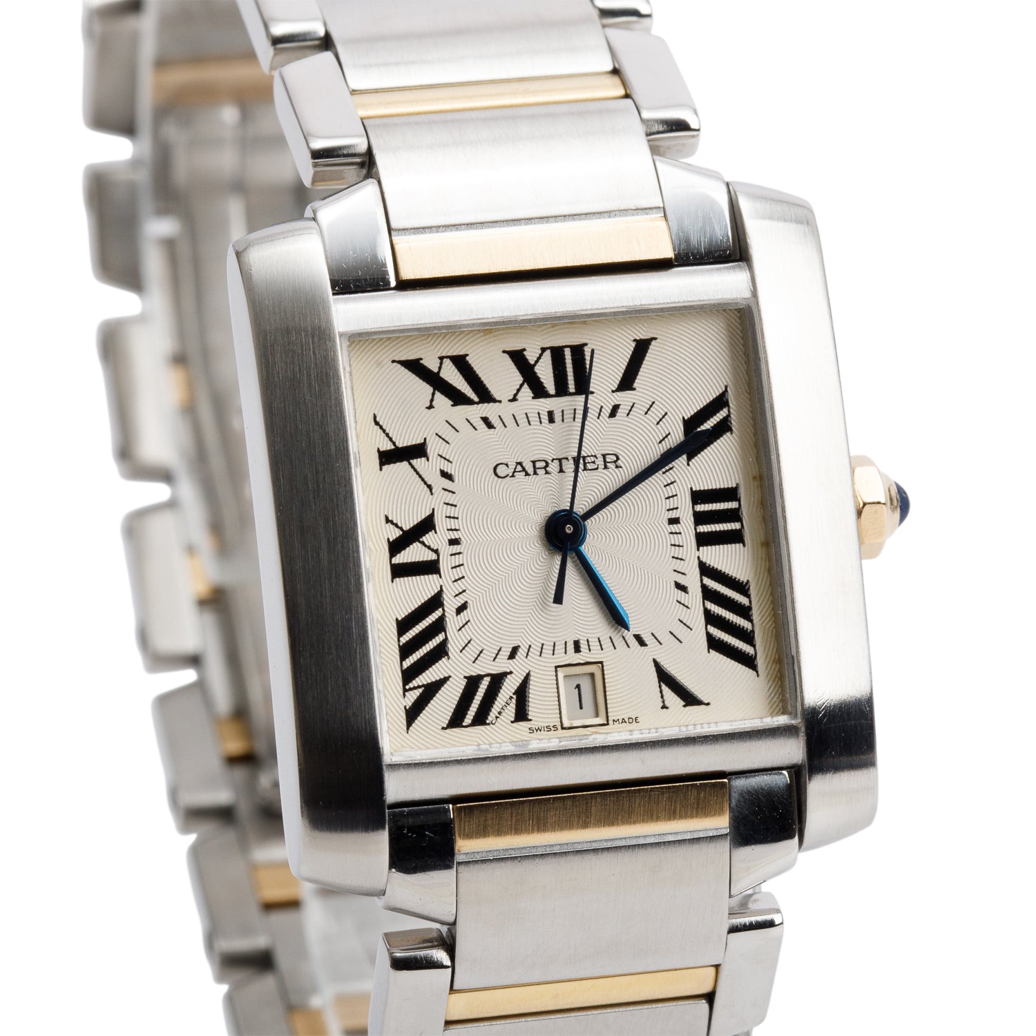 Cartier Stainless Steel & 18k Yellow Gold Tank Francaise Automatic Watch, Large Model 2302 w/ Box & Receipt