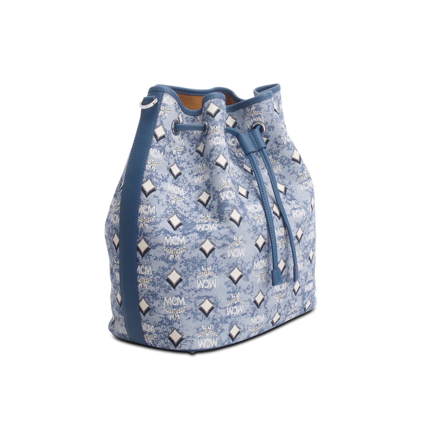 MCM Blue Denim Dessau Bucket Nag w/ Strap & Pouch