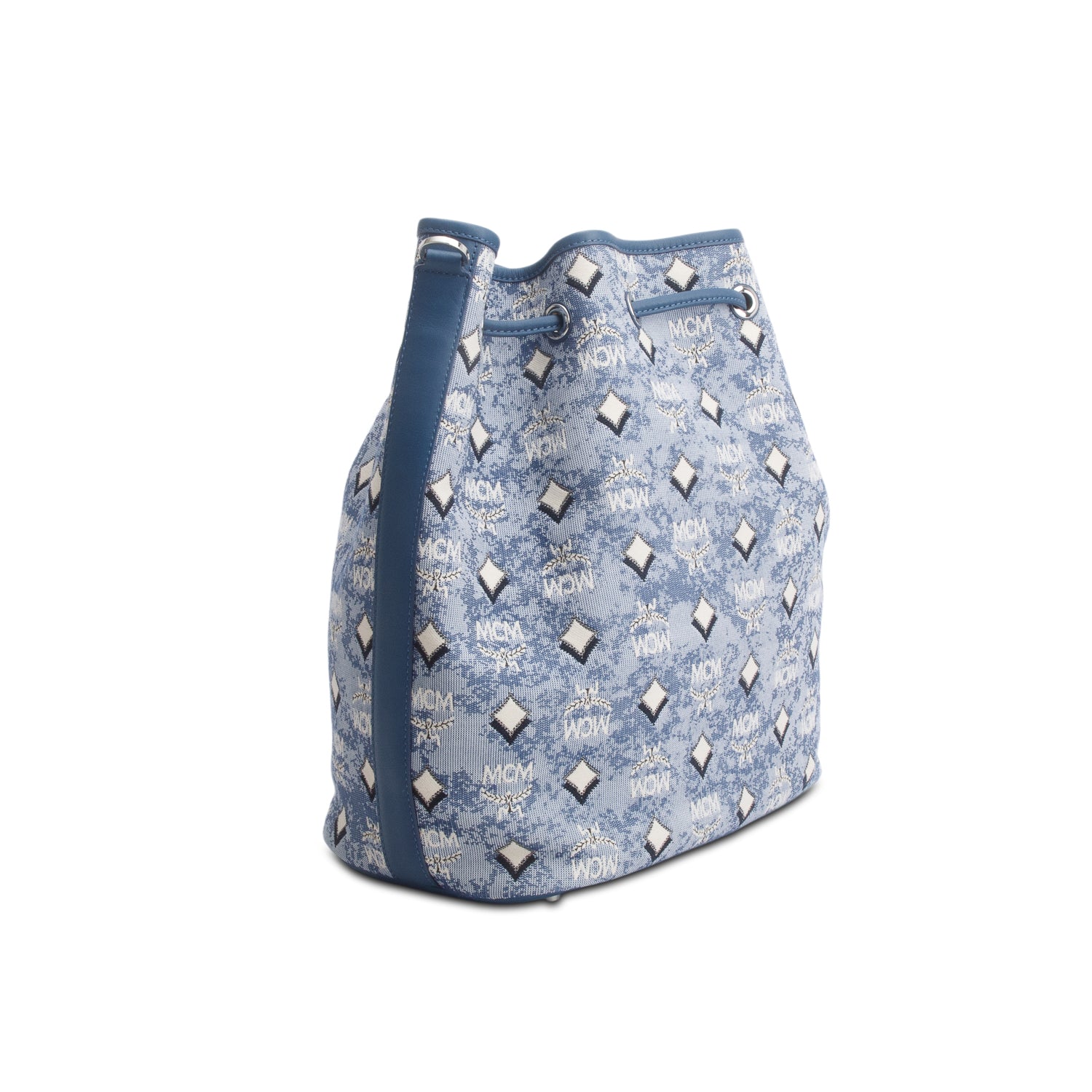 MCM Blue Denim Dessau Bucket Nag w/ Strap & Pouch