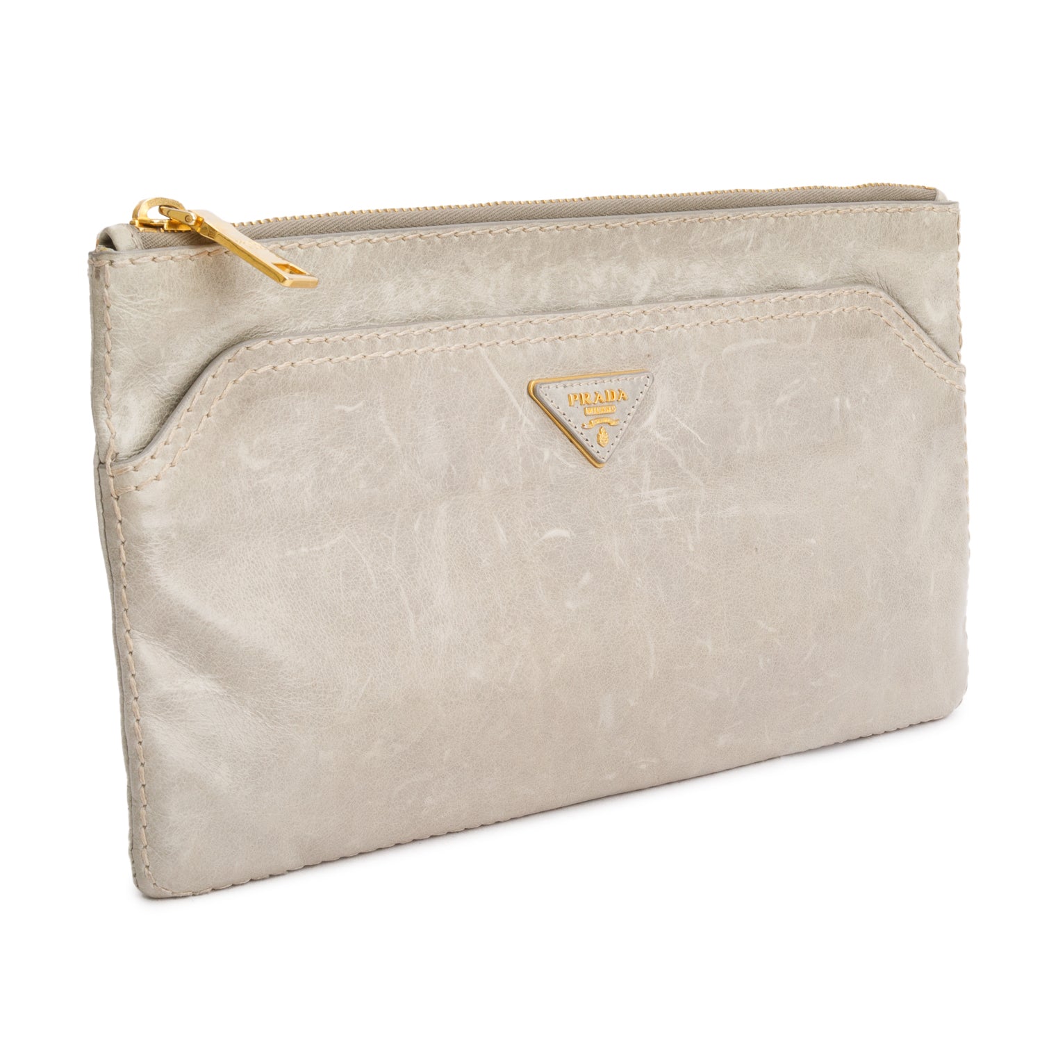 Prada Green Vitello Shine Pochette Clutch