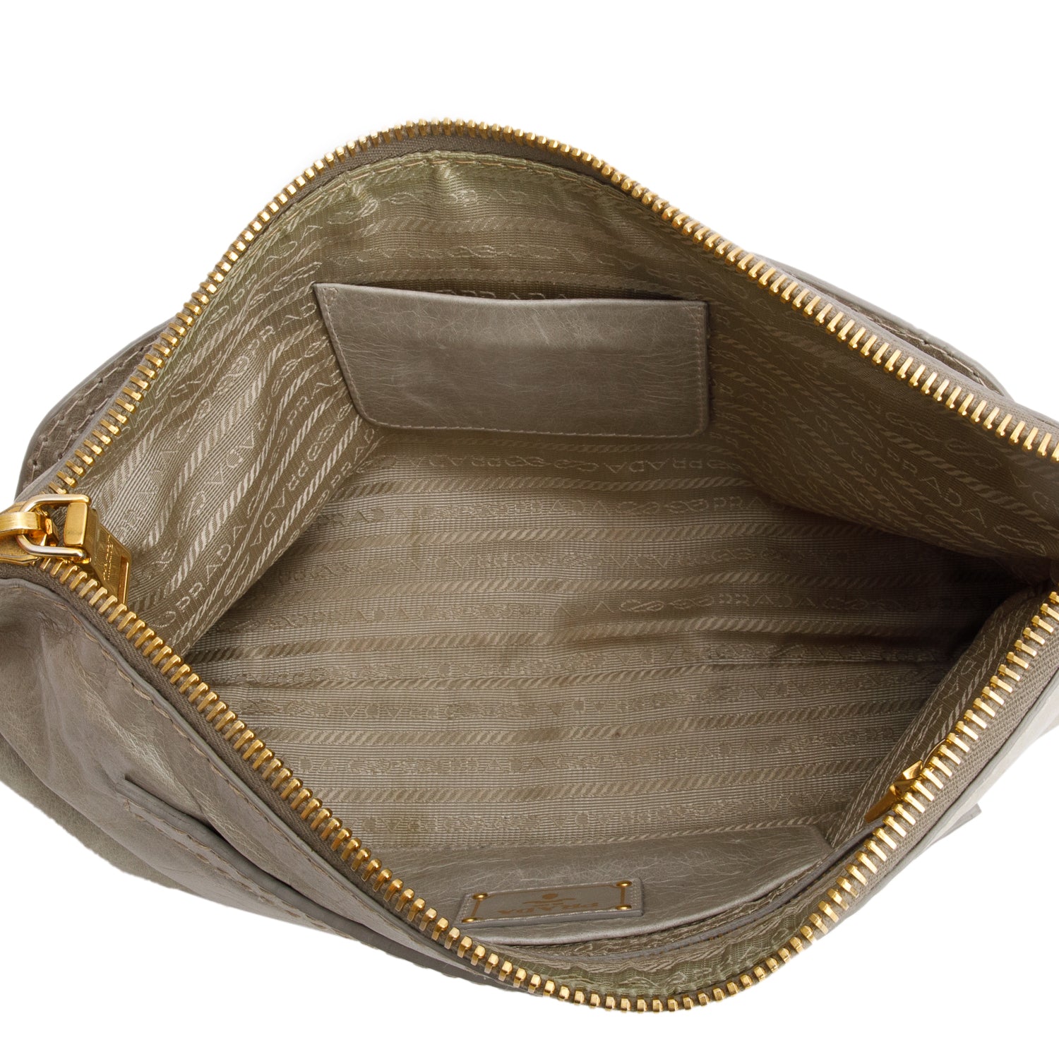 Prada Green Vitello Shine Pochette Clutch