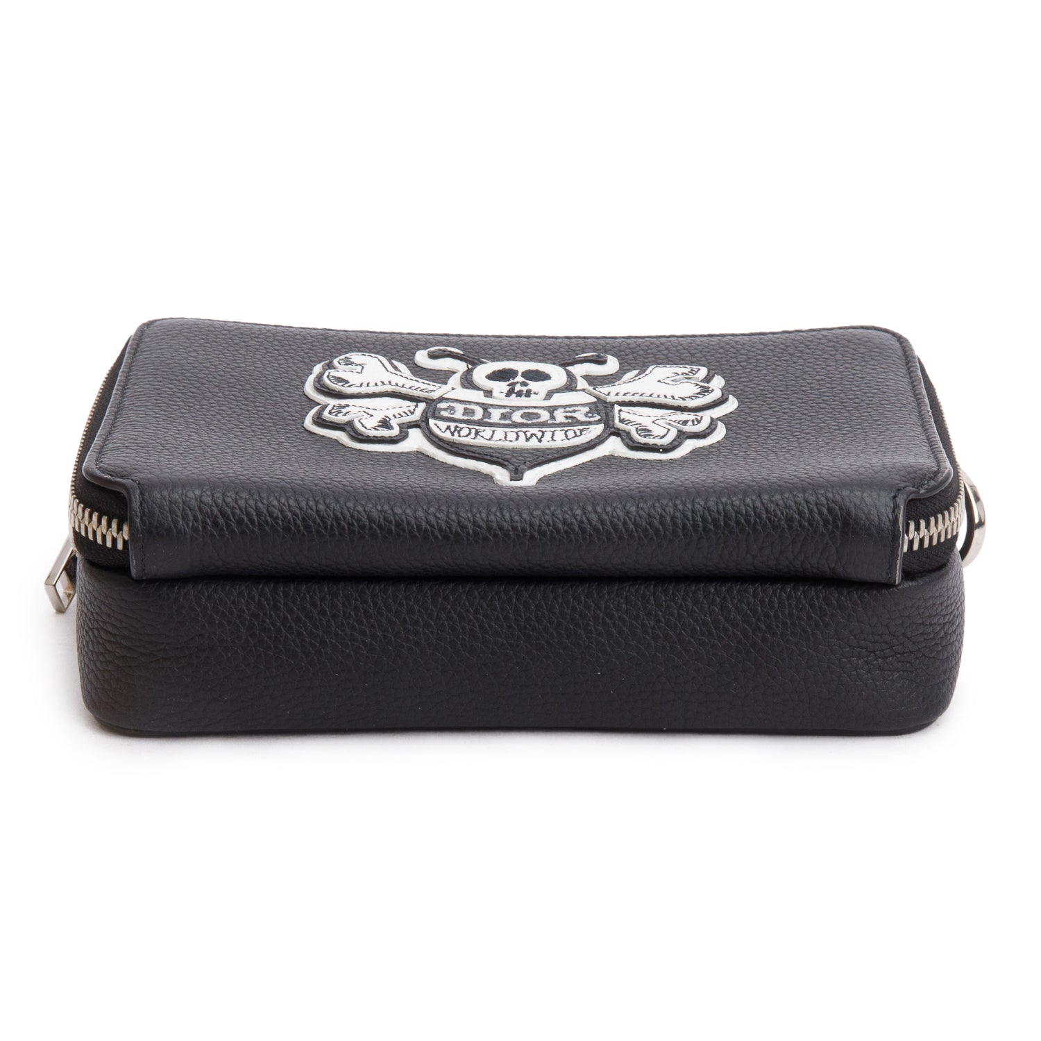 Christian Dior x Shawn Stussy Black Calfskin Leather Double Zip Crossbody Bag