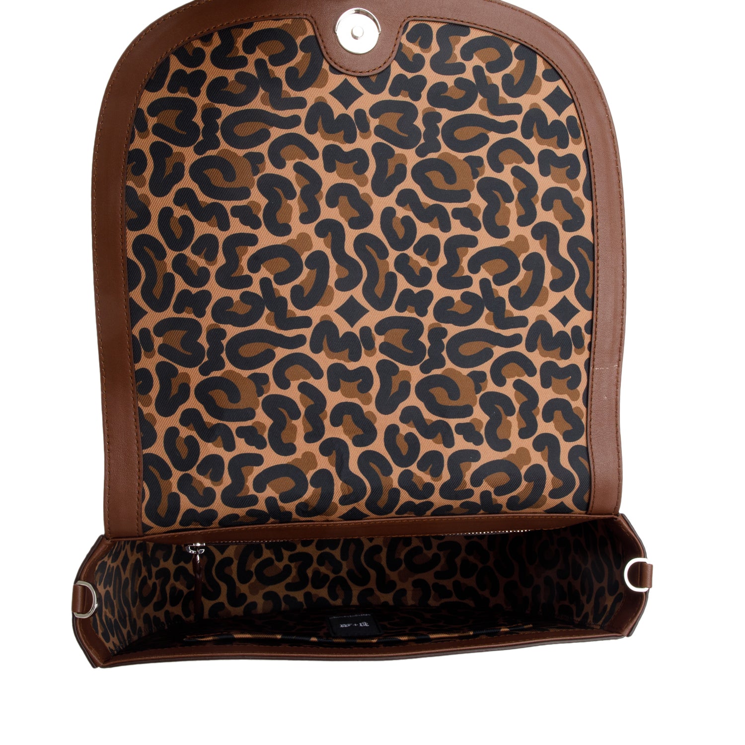 MCM Brown Leather Botanical Print Messenger Bag