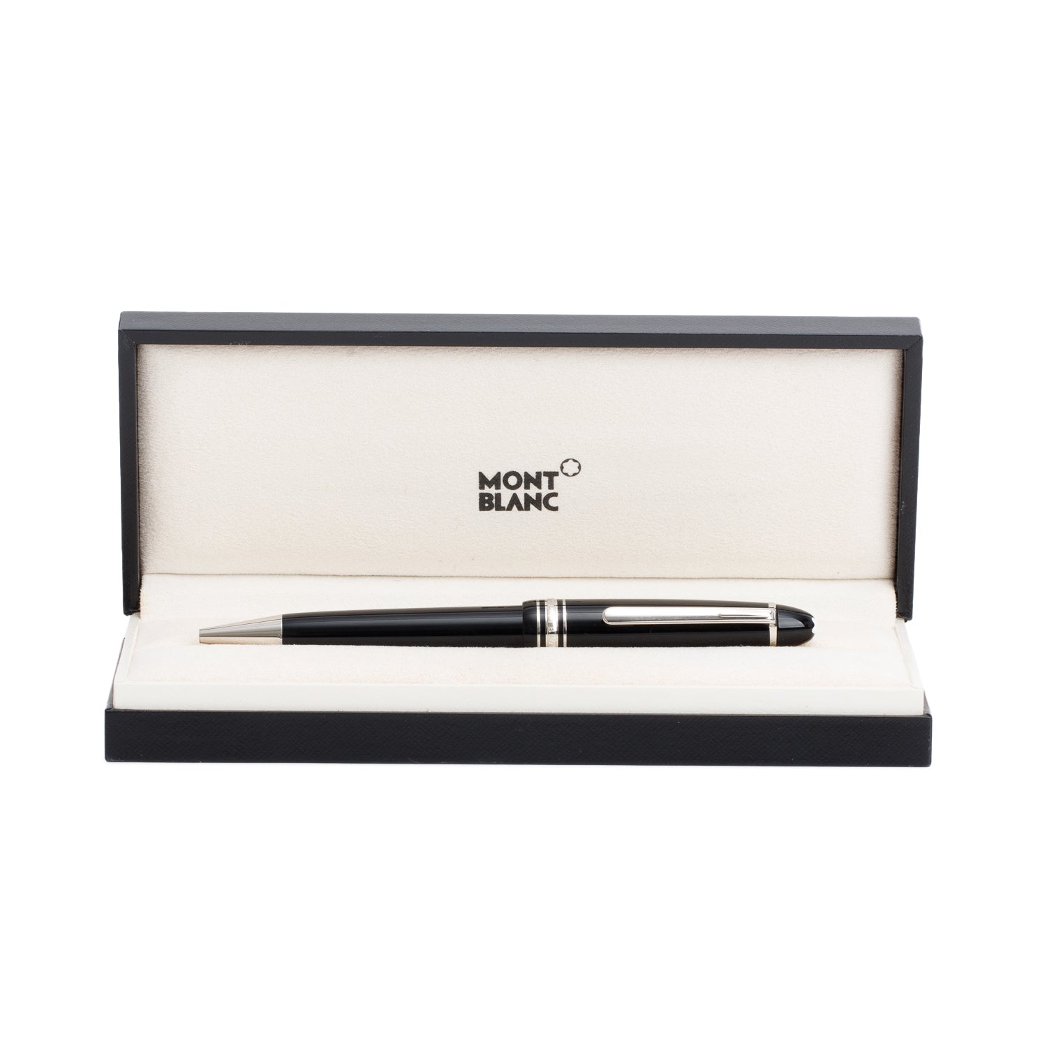 Montblanc Platinum Coated Meisterstuck Classique Black Resin Ballpoint Pen w/ Box
