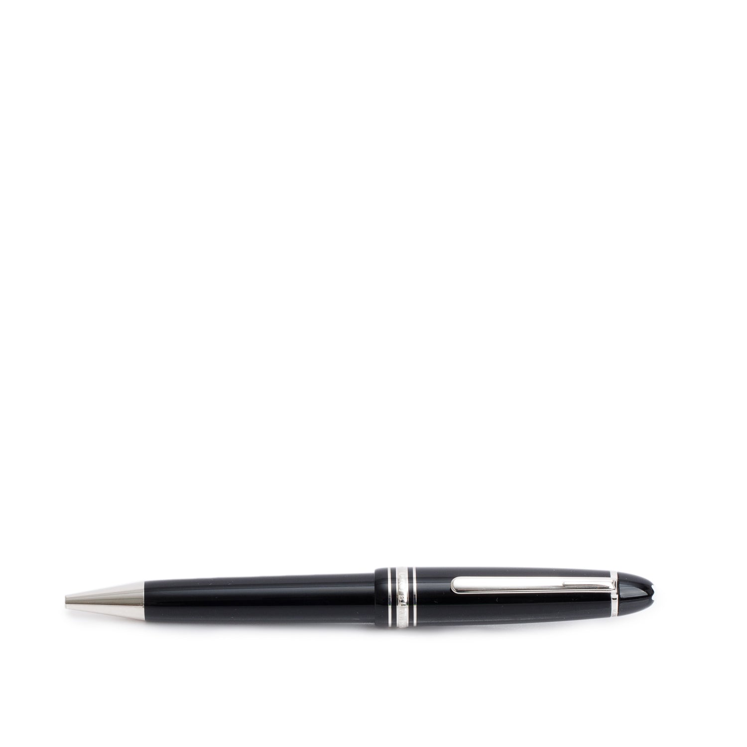 Montblanc Platinum Coated Meisterstuck Classique Black Resin Ballpoint Pen w/ Box