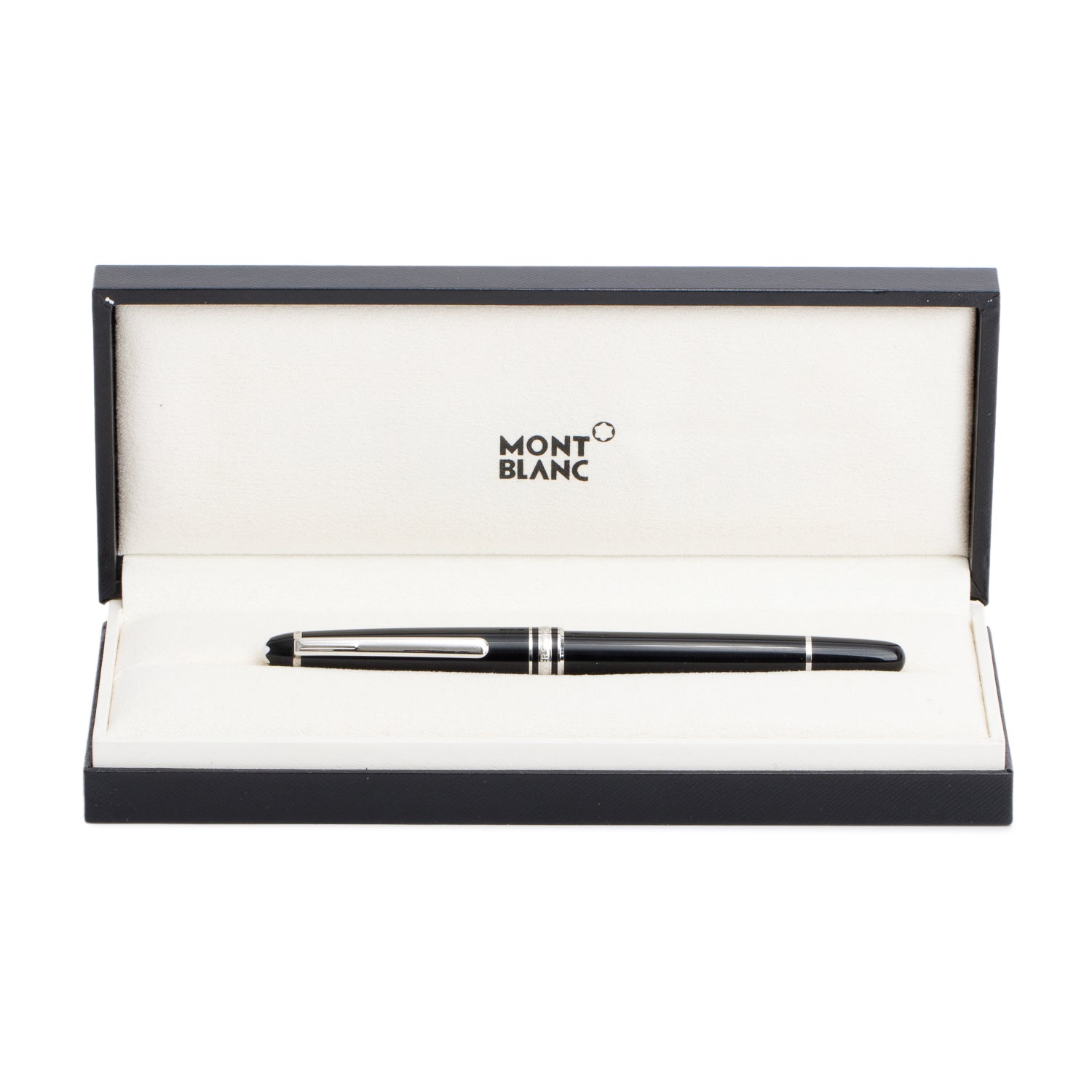 Montblanc Platinum Coated Meisterstuck Black Resin Rollerball Pen w/ Box