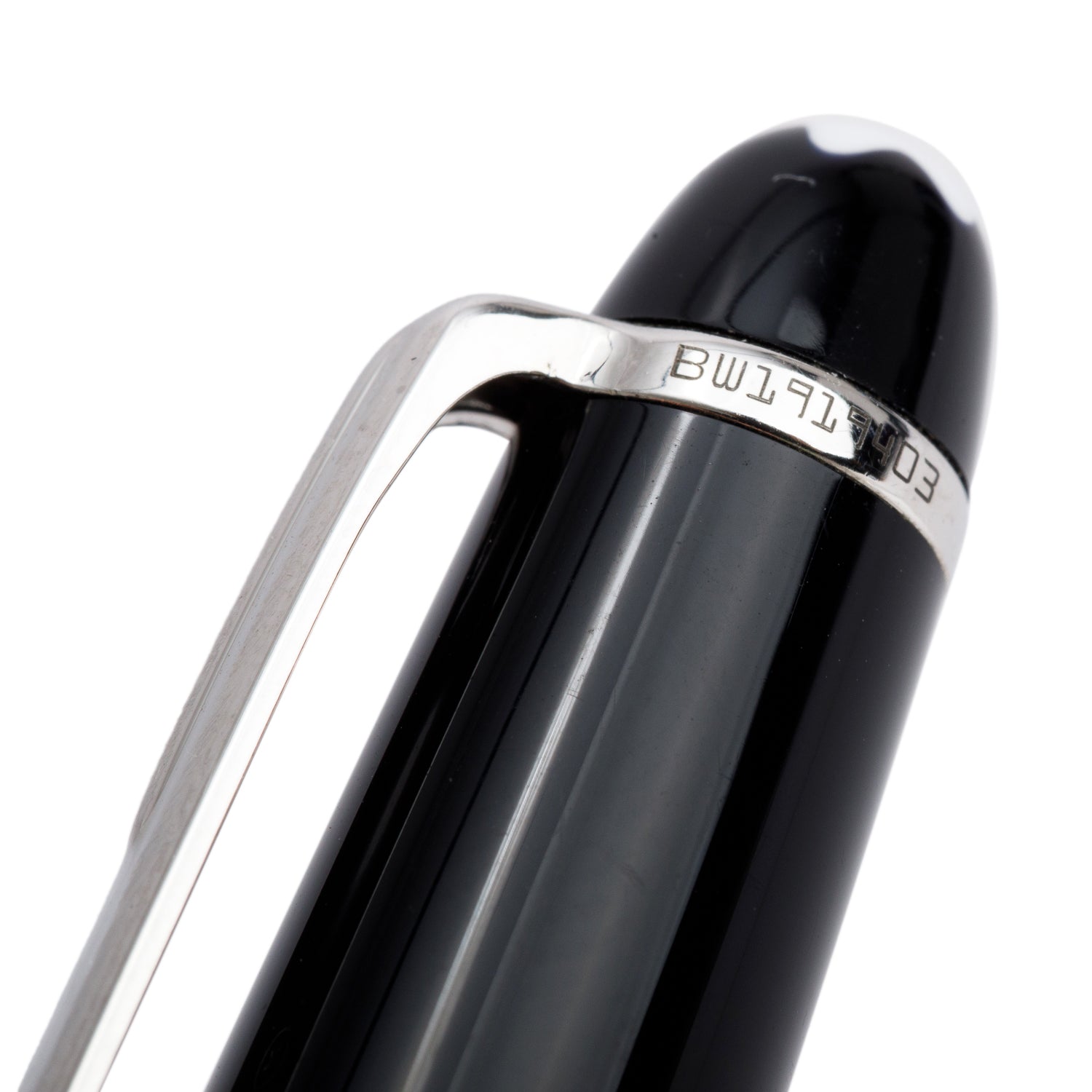 Montblanc Platinum Coated Meisterstuck Black Resin Rollerball Pen w/ Box