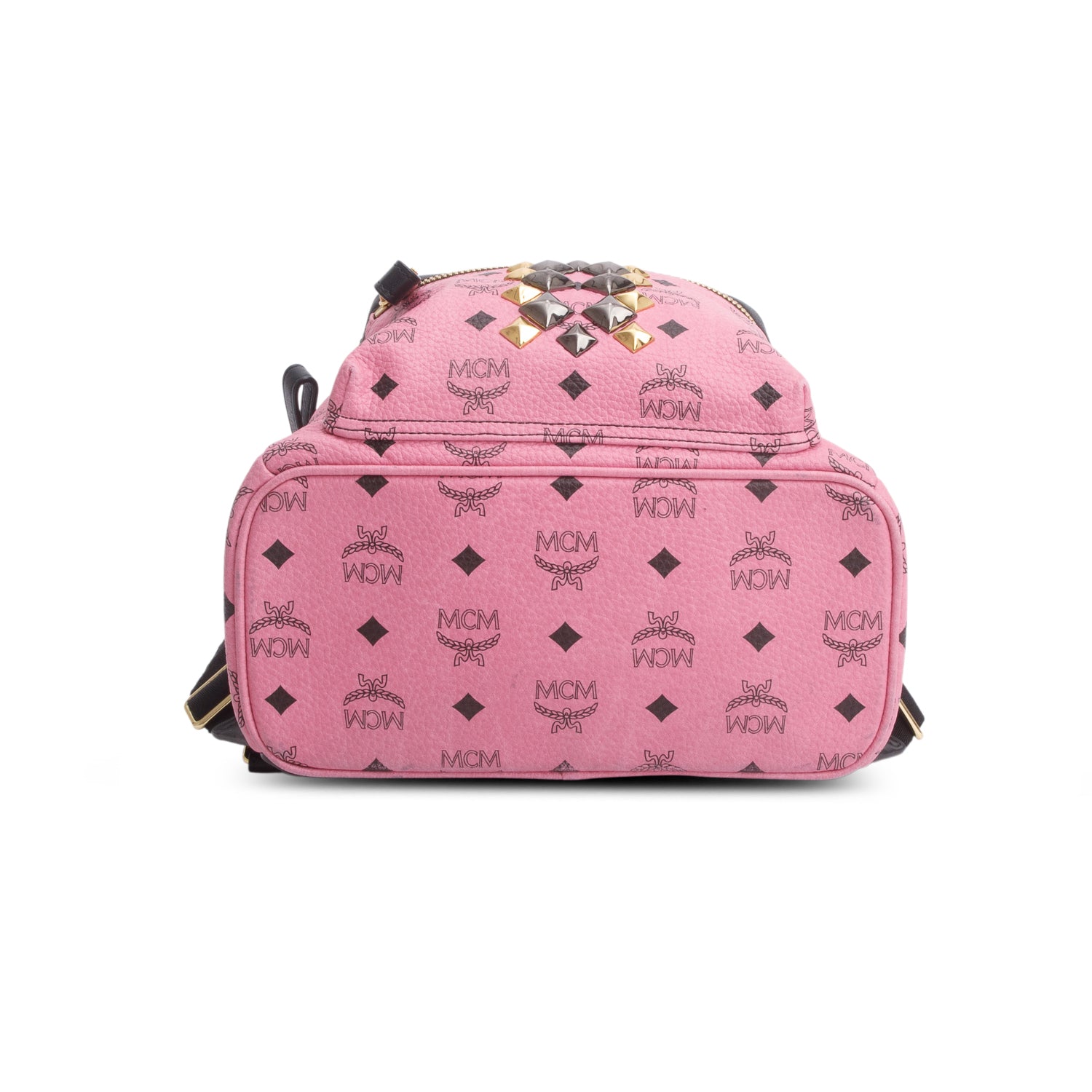 MCM Pink Visetos Small Stark Stud Backpack
