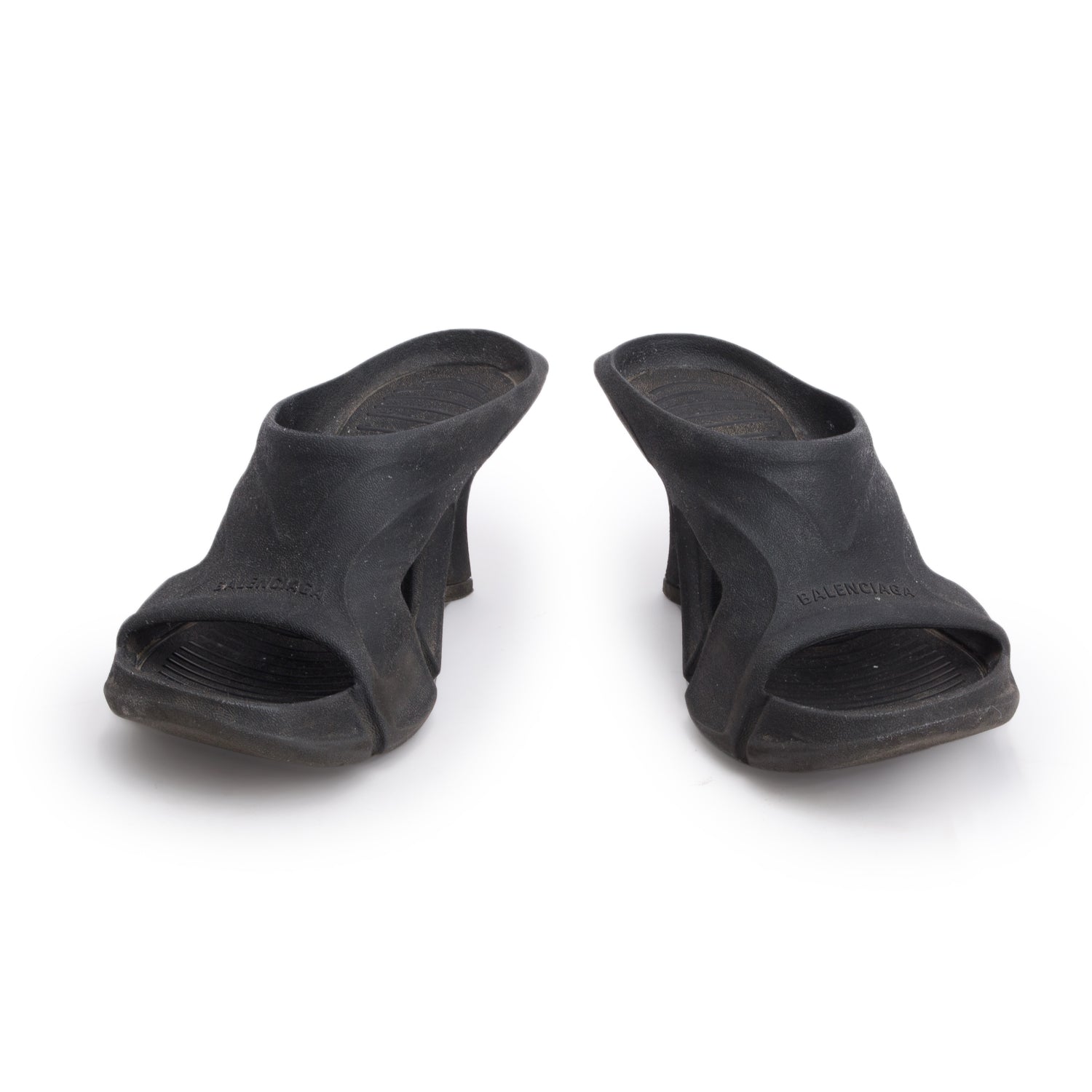 Balenciaga Black Rubber Mold Slide Sandals, Size 39