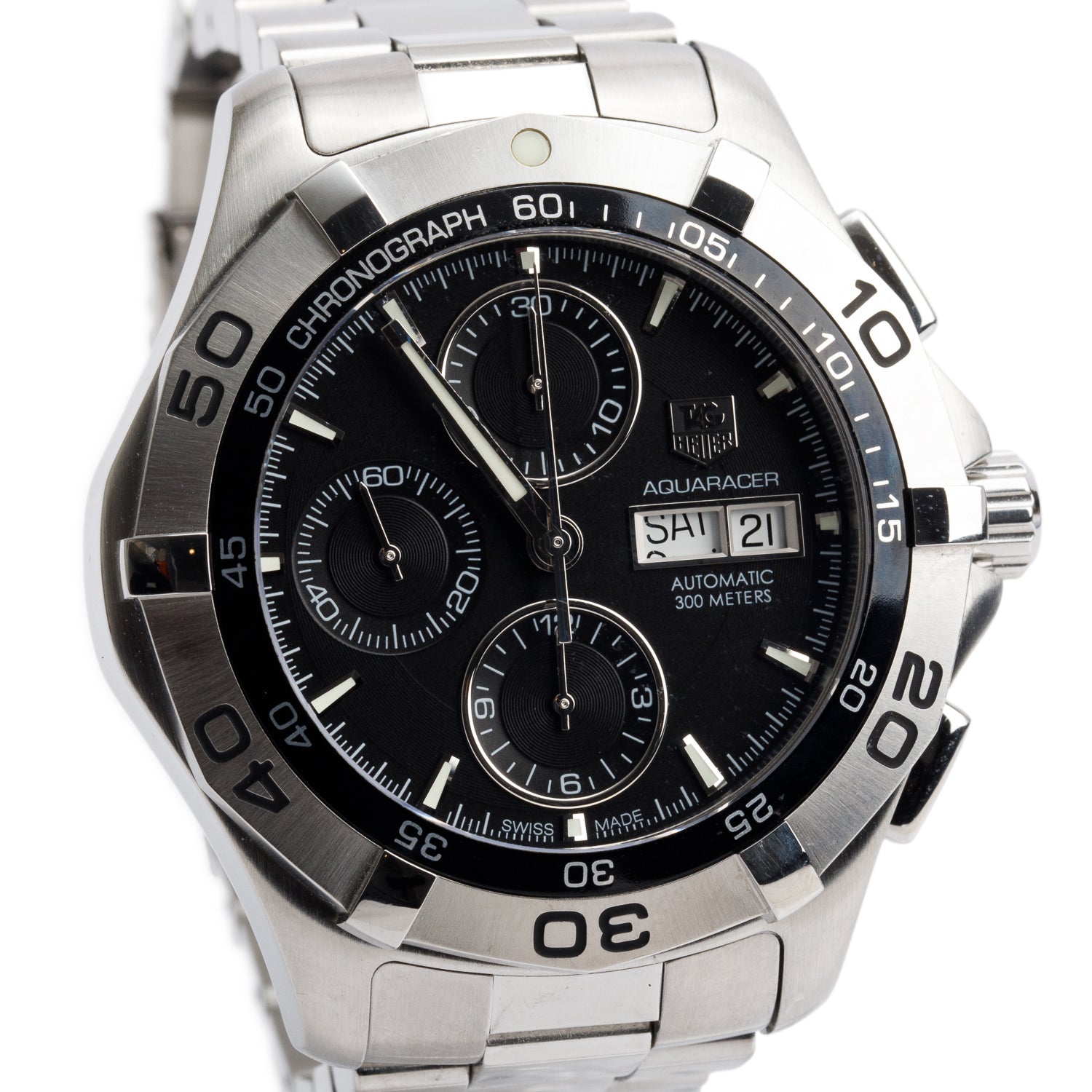 Tag Heuer Stainless Steel Aquaracer 43 MM Chronograph Automatic Watch Black Dial CAF2010