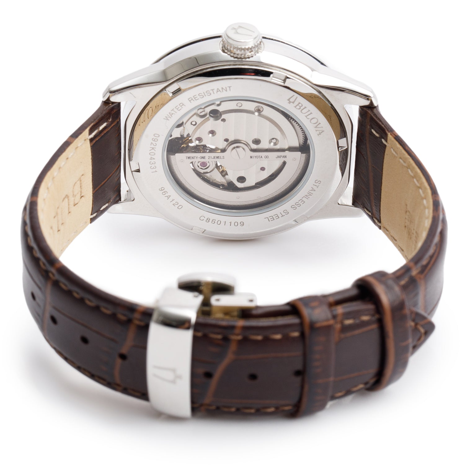 Bulova Stainless Steel Sutton Classic 42 MM Automatic Watch Brown Dial 96A120