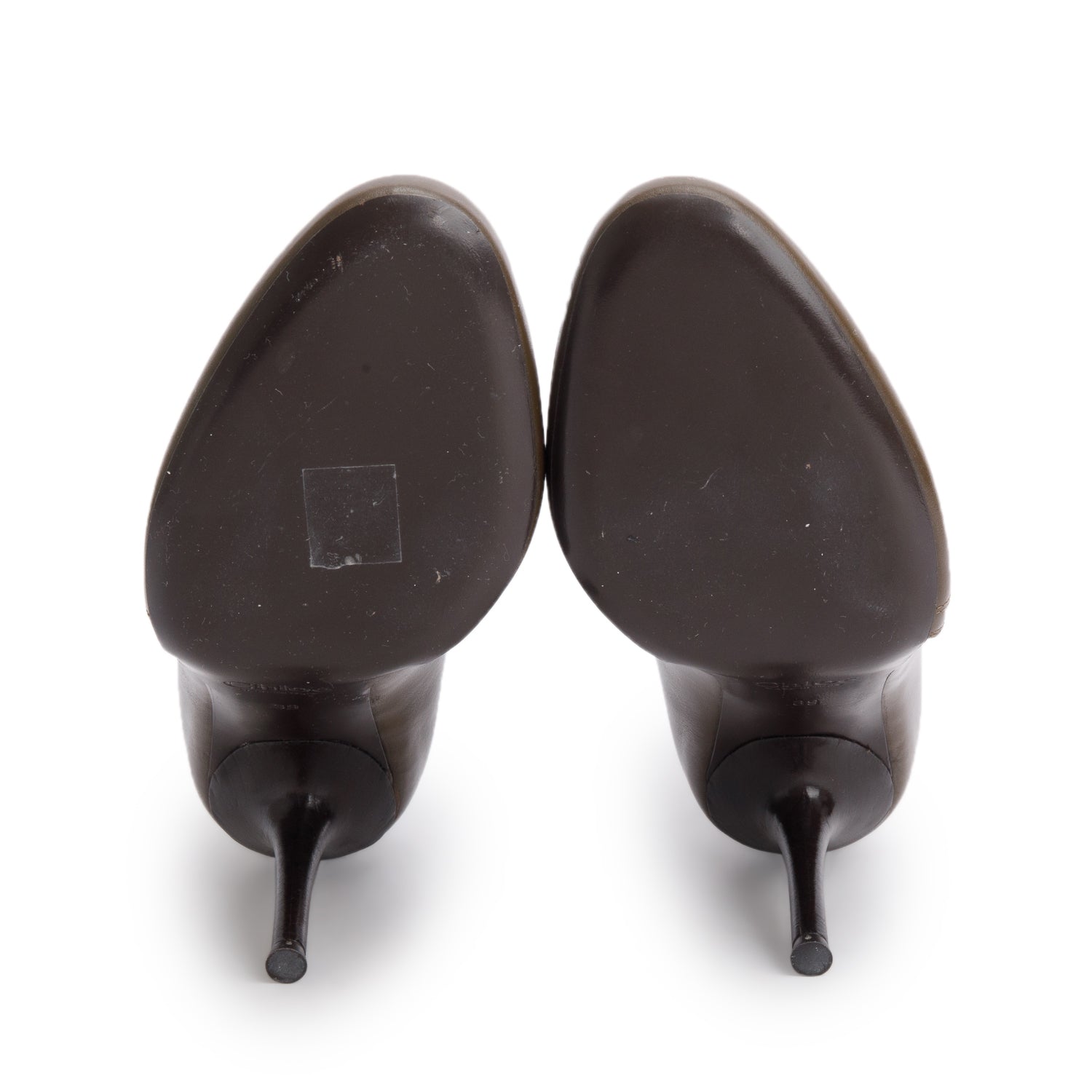 Chloe Khaki Shiny Leather Ankle Booties, Size 39