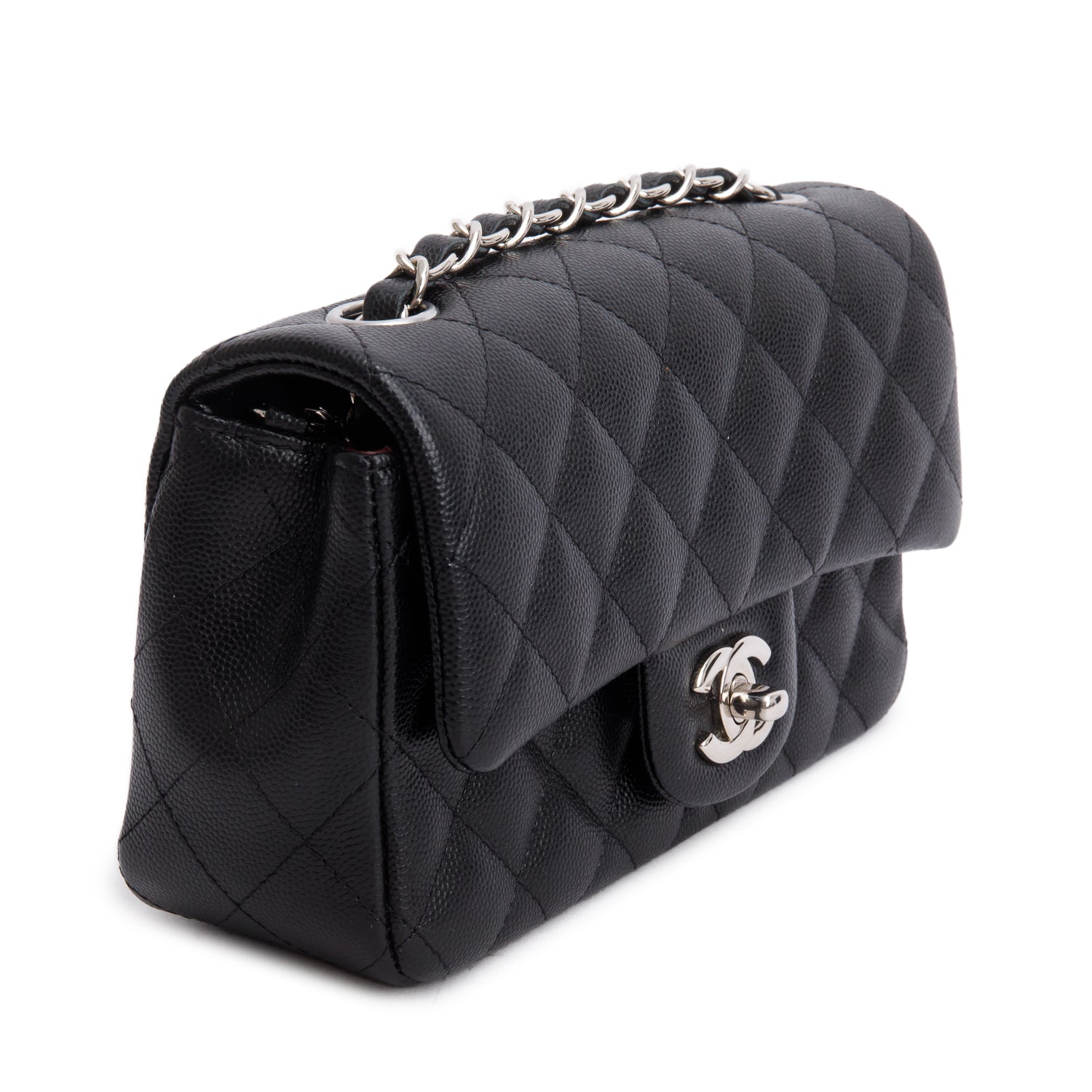 Chanel Black Caviar Quilted Mini Rectangular Flap Bag