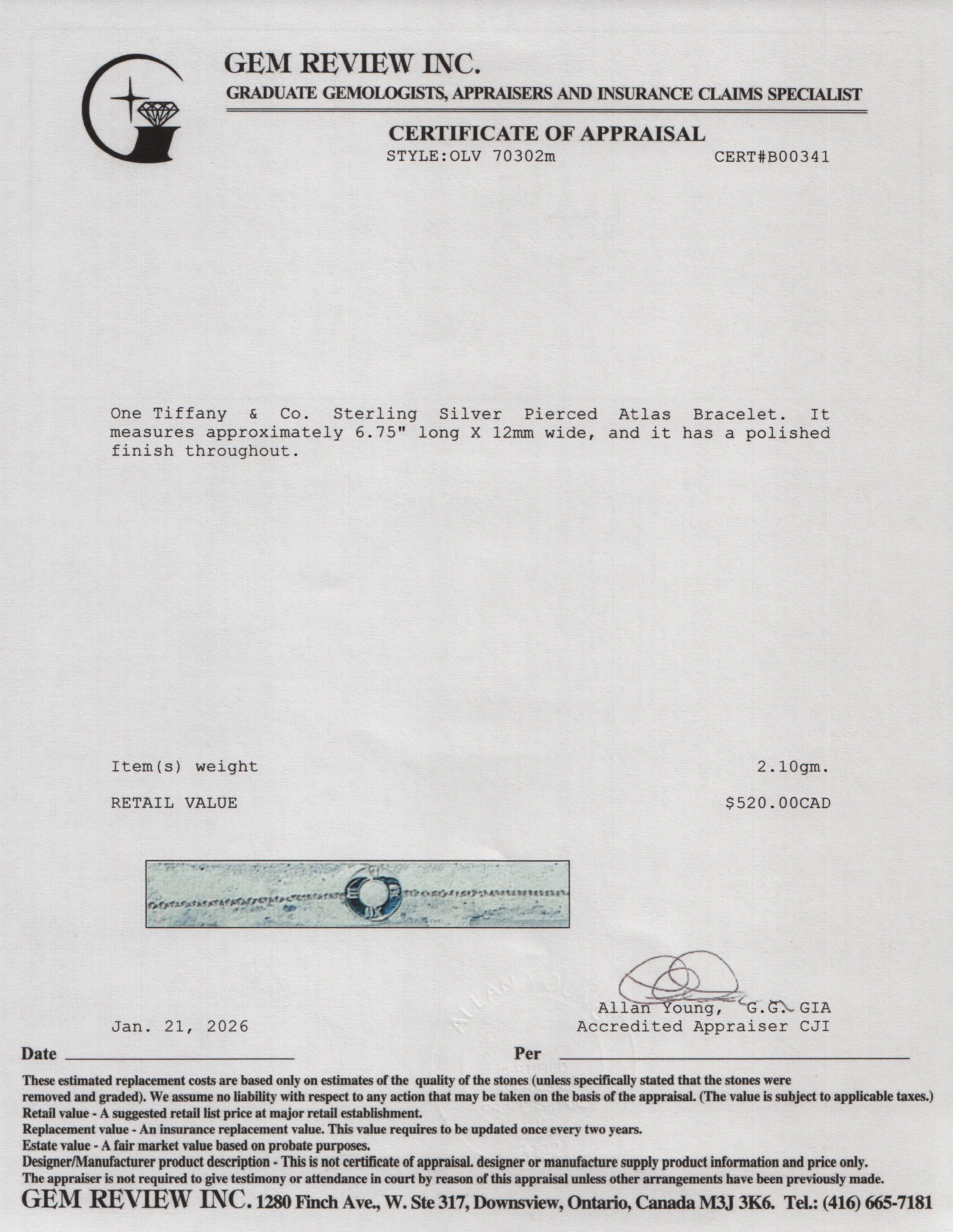 Tiffany & Co. Sterling Silver Pierced Atlas Bracelet