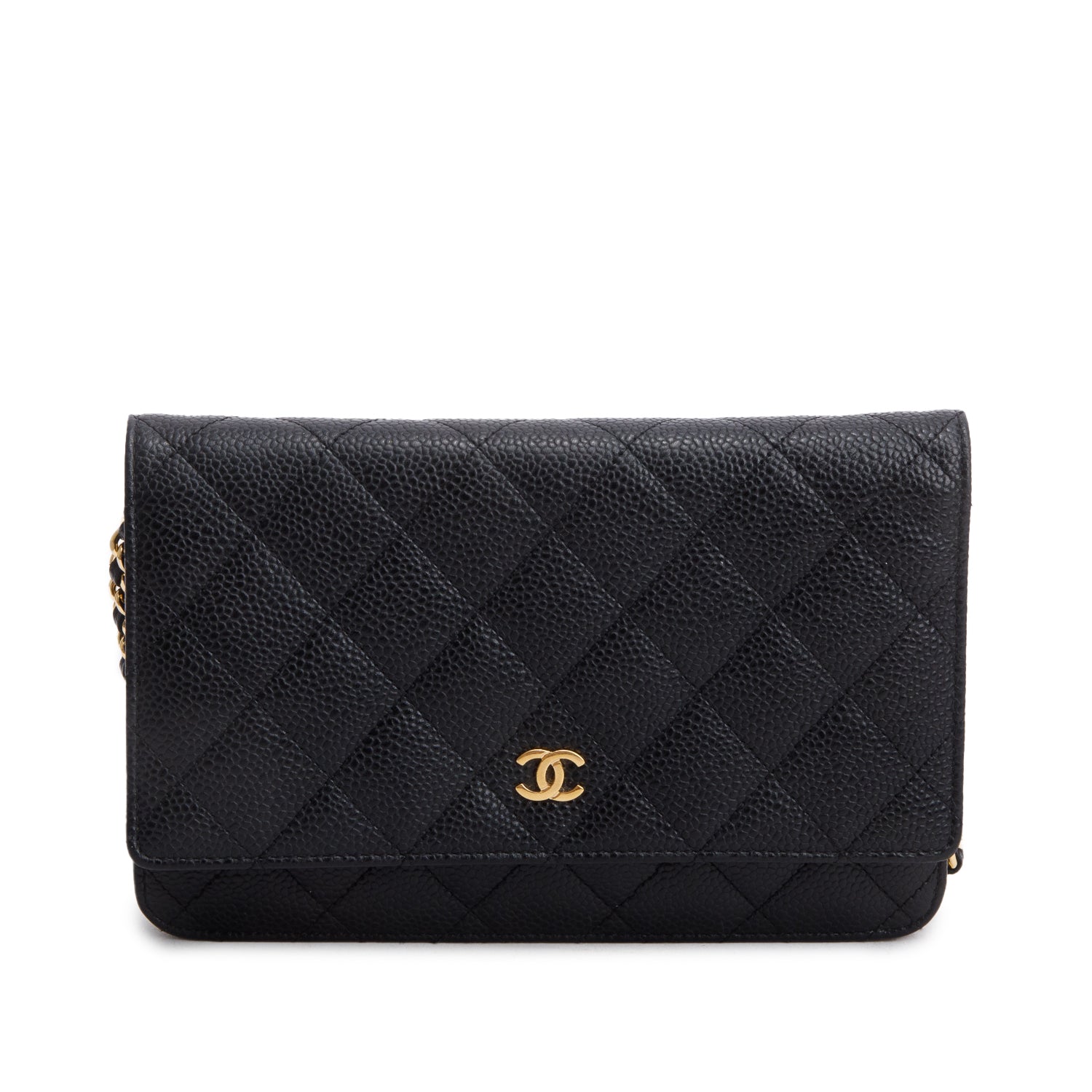 Chanel Black Caviar Quilted Classic Wallet on Chain