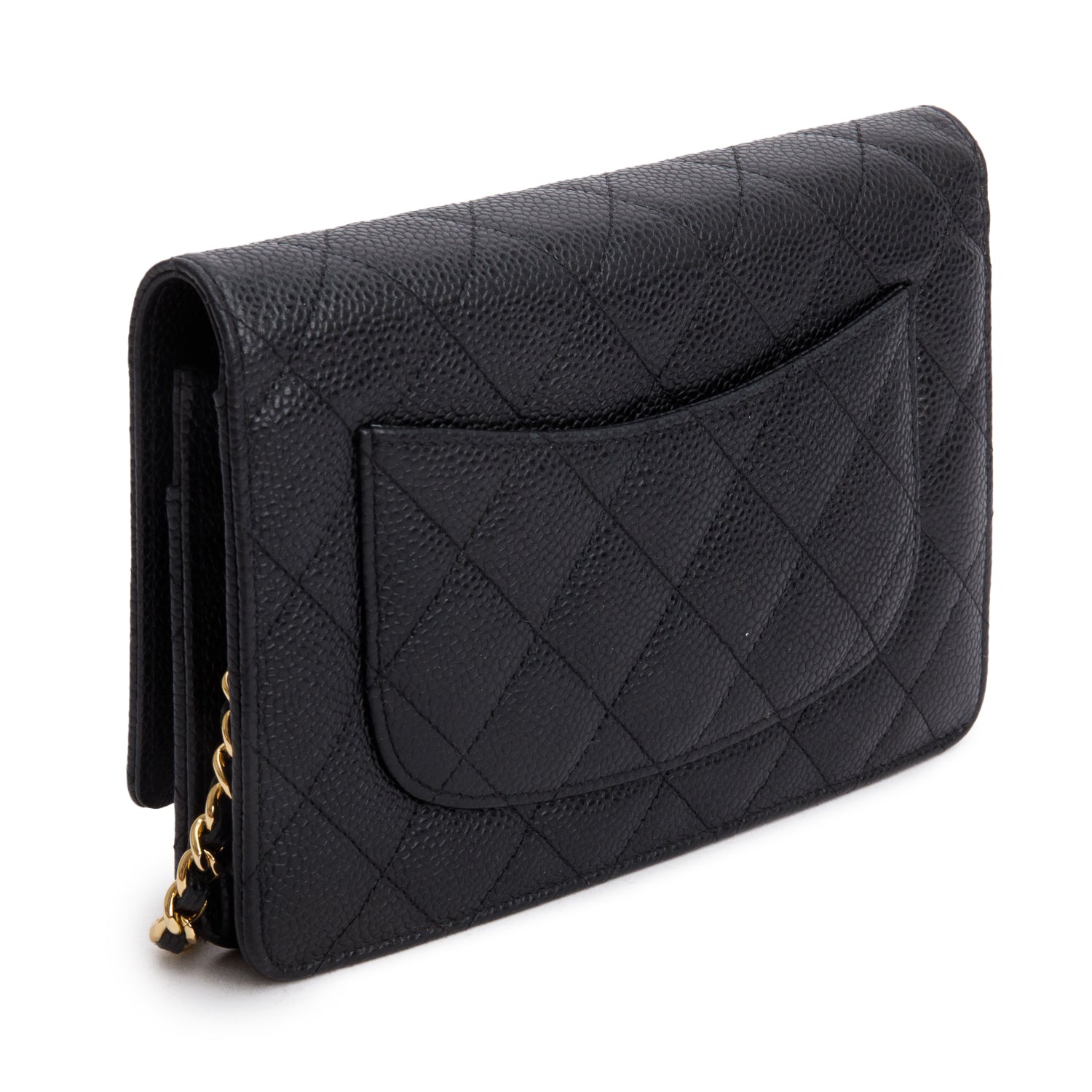 Chanel Black Caviar Quilted Classic Wallet on Chain