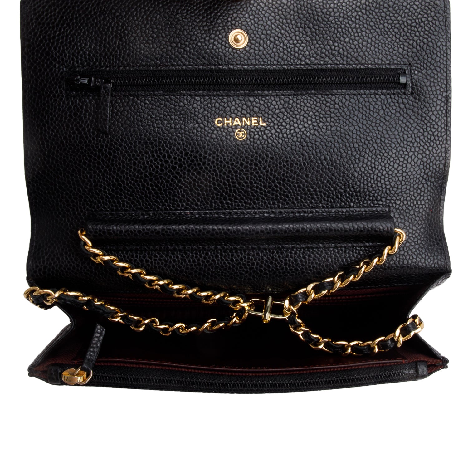 Chanel Black Caviar Quilted Classic Wallet on Chain