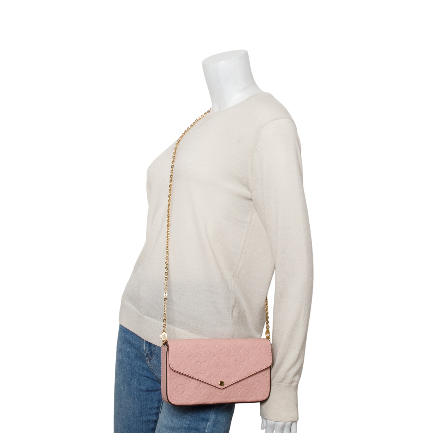 Louis Vuitton Pink Monogram Empreinte Leather Felicie Pochette w/ Box