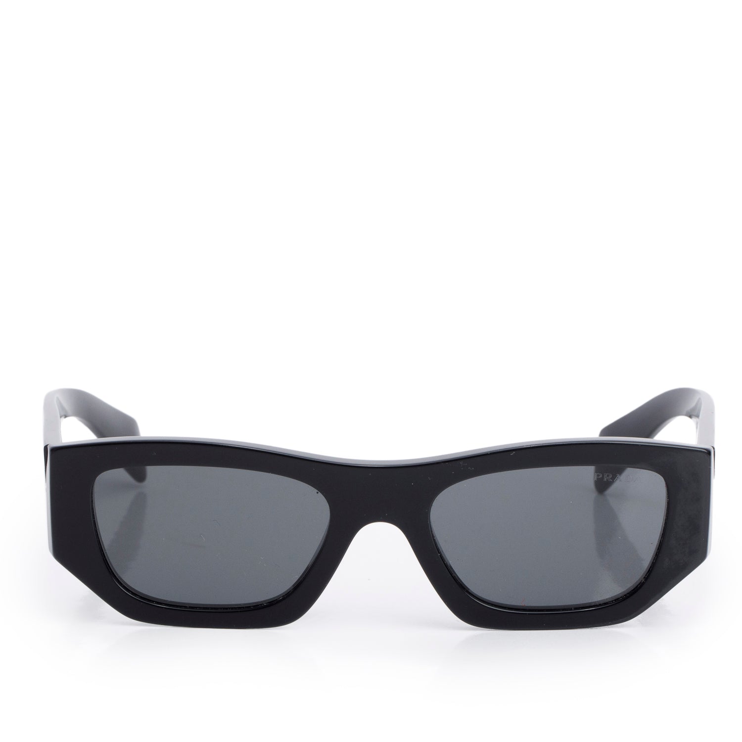 Prada Black SPR A01 Acetate Rectangle Sunglasses