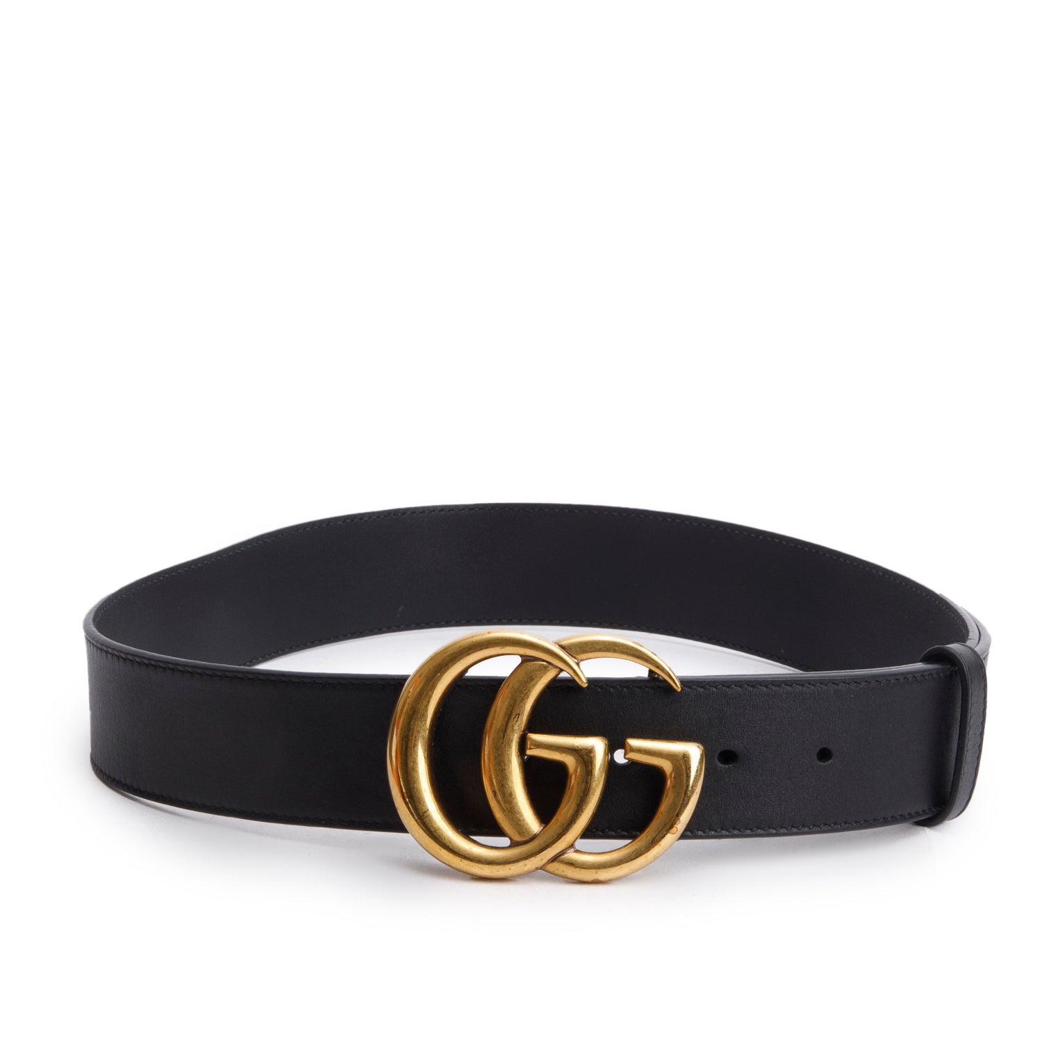 Gucci Black GG Marmont Wide Leather Belt 75 30 w/ Box & Receipt