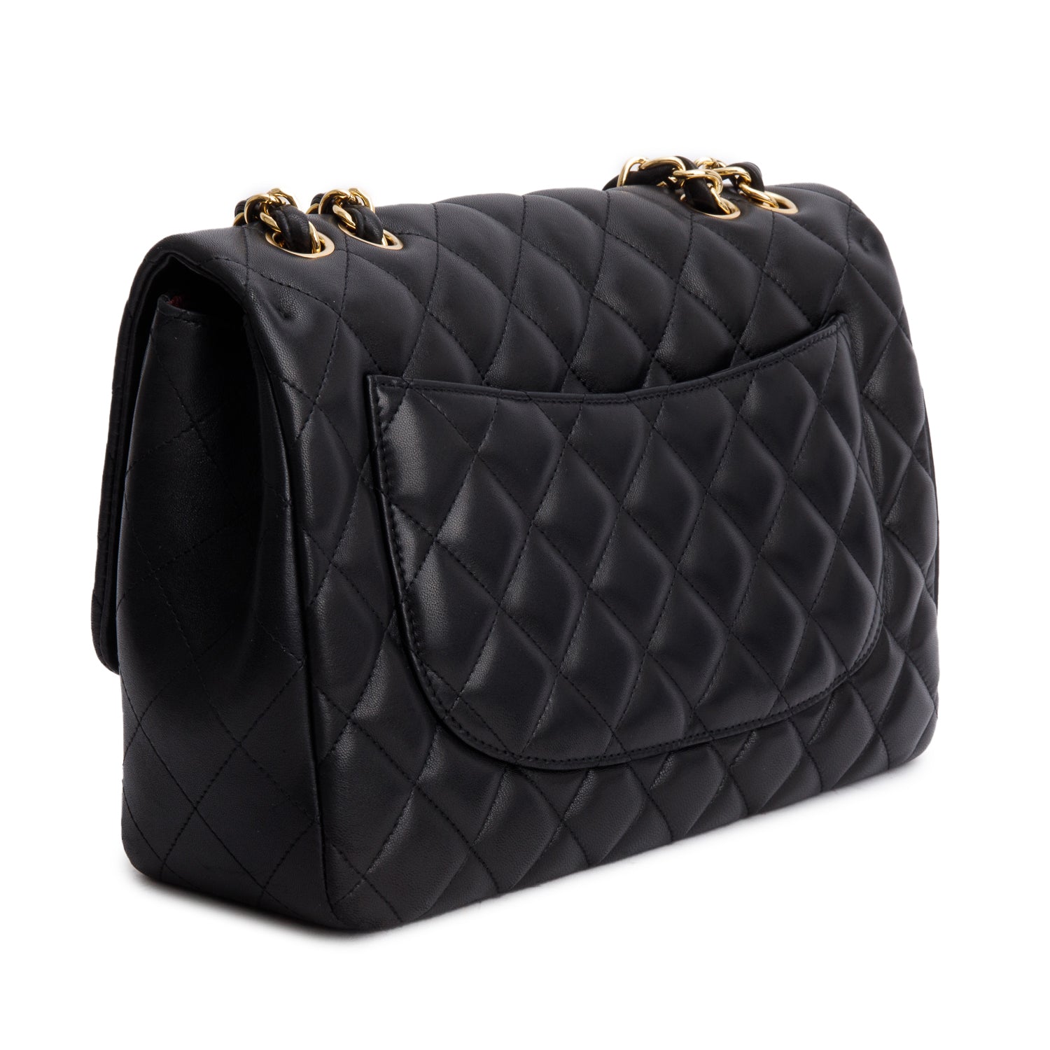 Chanel Black Lambskin Quilted Classic Jumbo Single Flap w/ Box & Authenticity Card