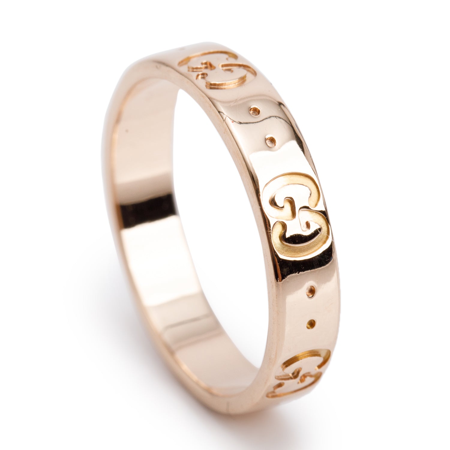 Gucci 18k Yellow Gold Icon 4 MM Thin Band Ring, Size 11 6.25