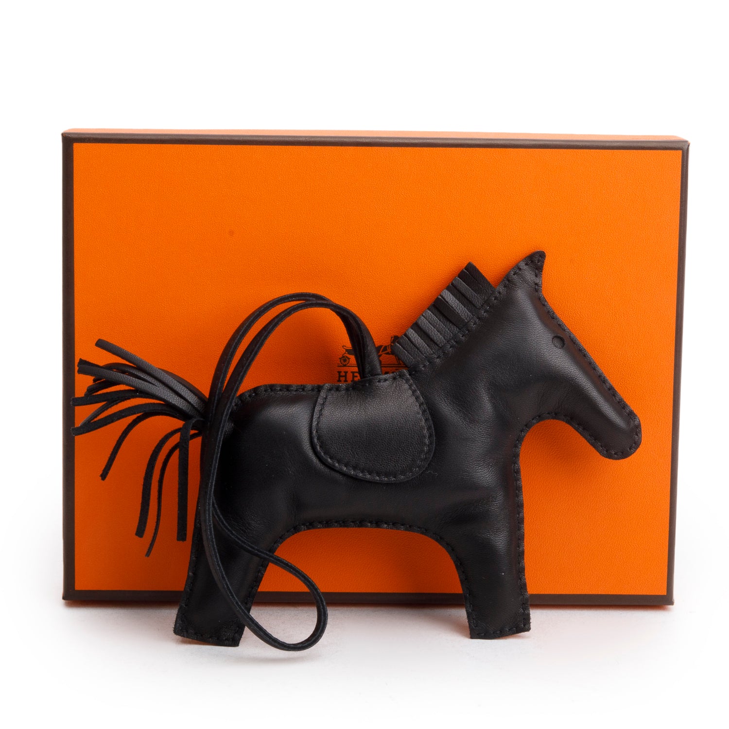 Hermes So Black Milo Lambskin Grigri Rodeo Horse Bag Charm GM w/ Box