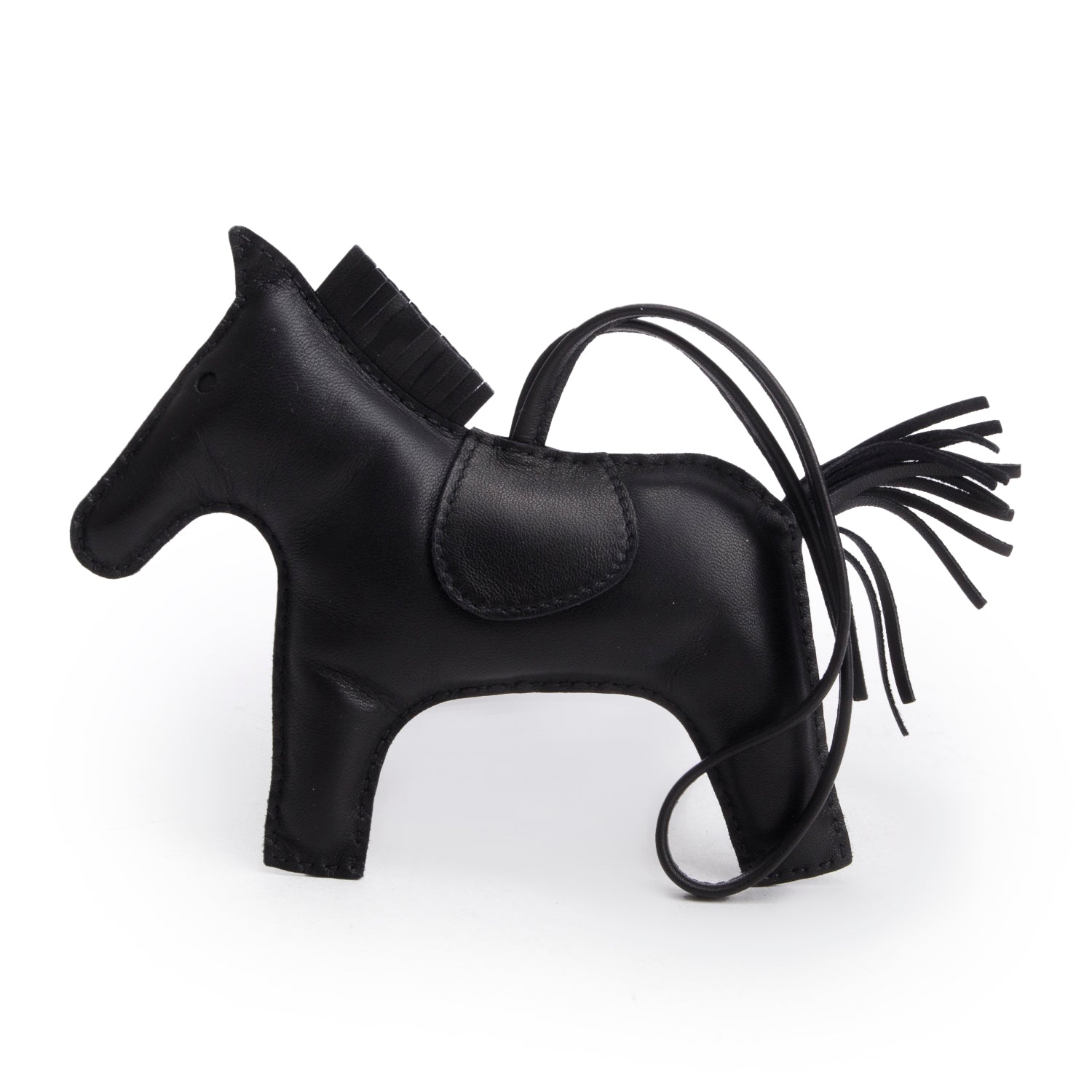 Hermes So Black Milo Lambskin Grigri Rodeo Horse Bag Charm GM w/ Box