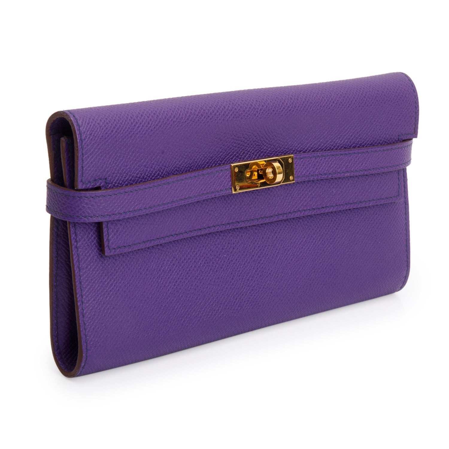 Hermes Iris Epsom Leather Kelly Longue Wallet w/ Box