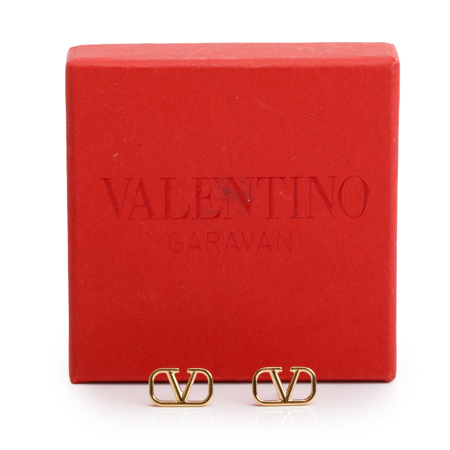 Valentino Gold-Plated VLogo Signature Stud Earrings w/ Box