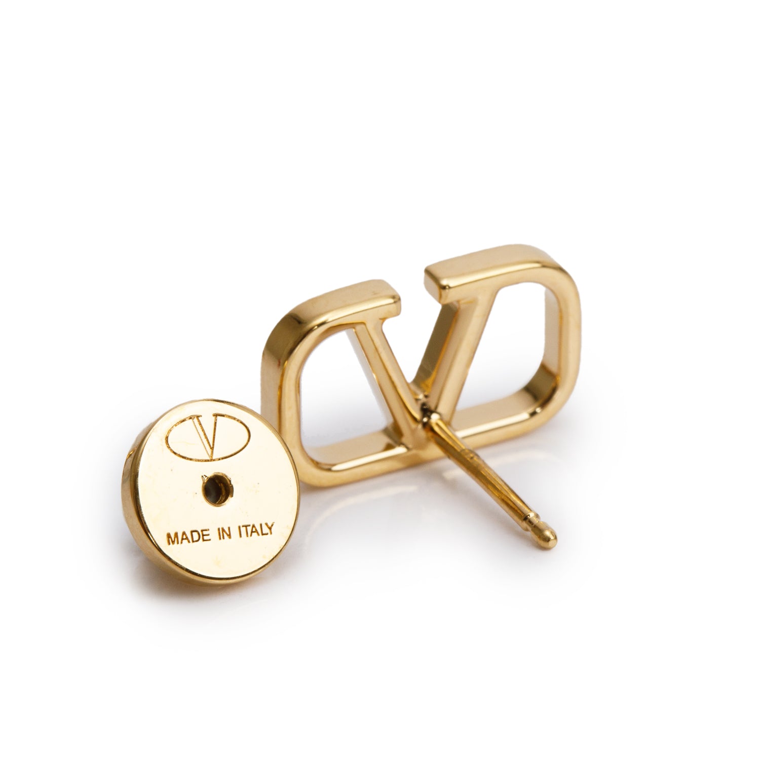 Valentino Gold-Plated VLogo Signature Stud Earrings w/ Box