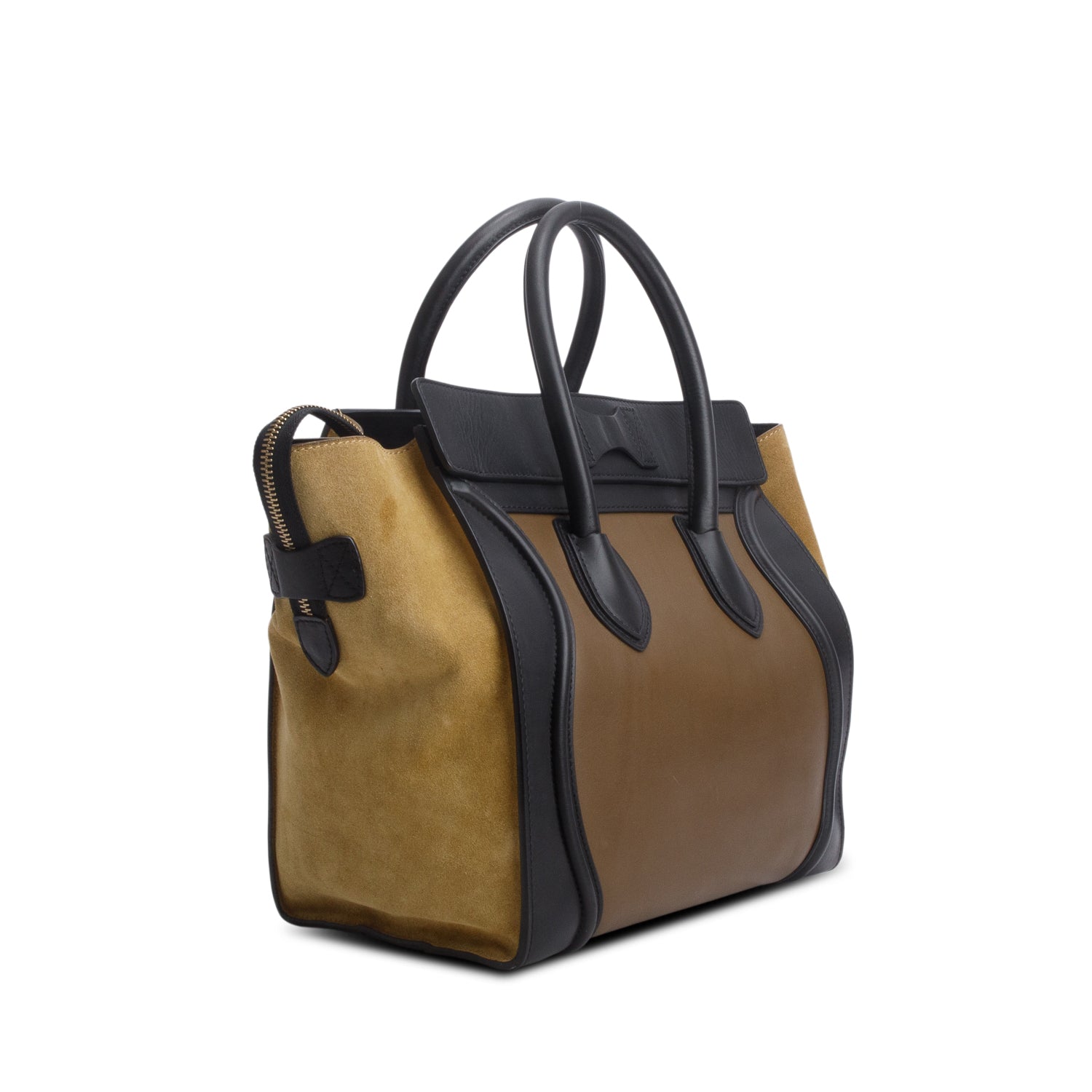 Celine Tri-Color Drummed Calfskin Nubuck Medium Luggage Tote