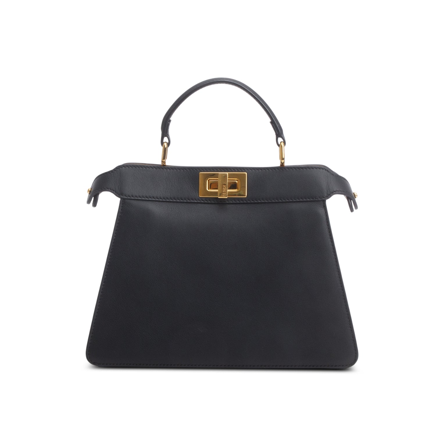 Fendi Black Nappa Leather Small Peekaboo ISeeU Bag w/ Strap