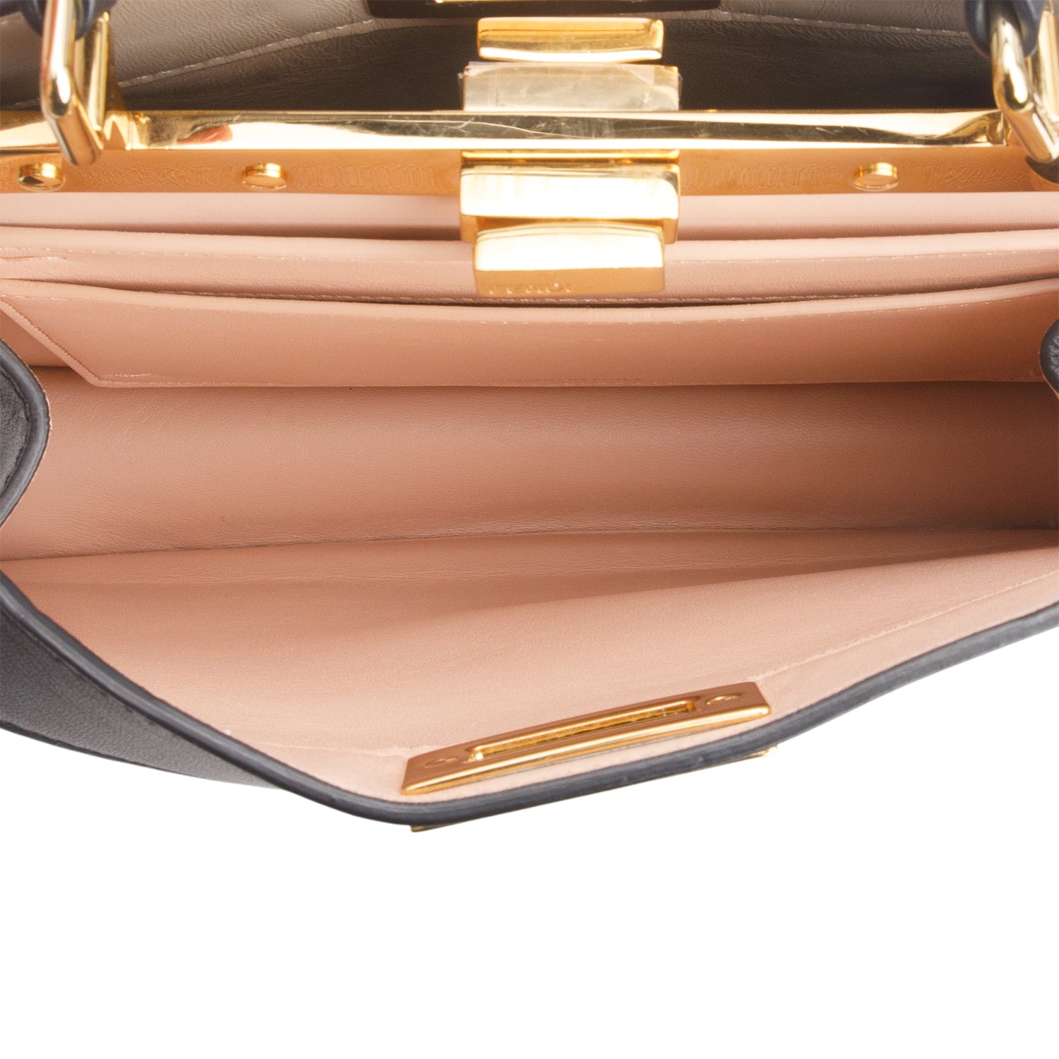 Fendi Black Nappa Leather Small Peekaboo ISeeU Bag w/ Strap