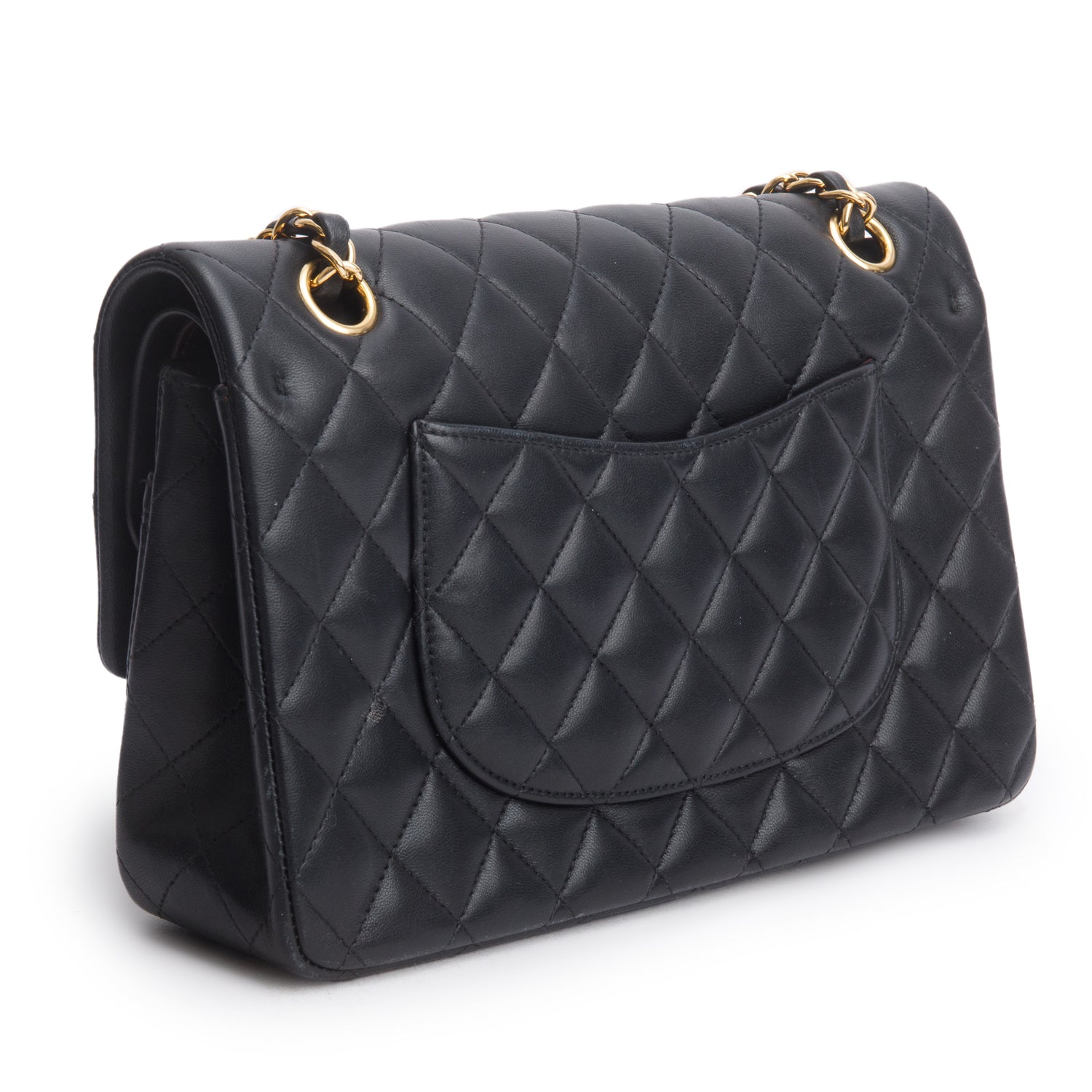 Chanel Black Quilted Lambskin Leather Classic Medium Double Flap Bag