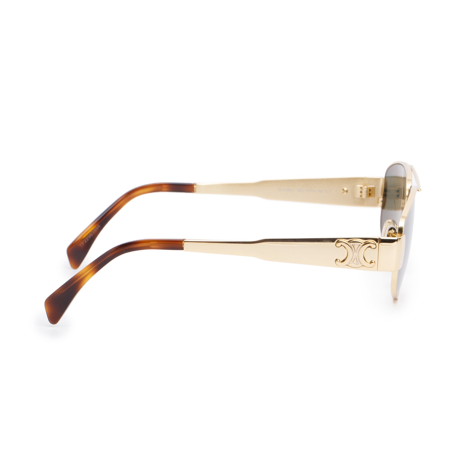 Celine CL40281U Gold-Tone Metal Triomphe Aviator Sunglasses w/ Case & Box