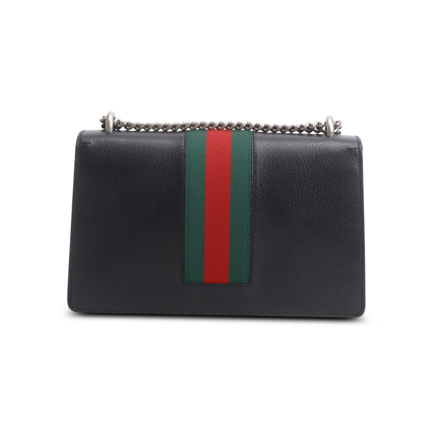 Gucci Black GG Dollar Calfskin Web Medium Dionysus Shoulder Bag