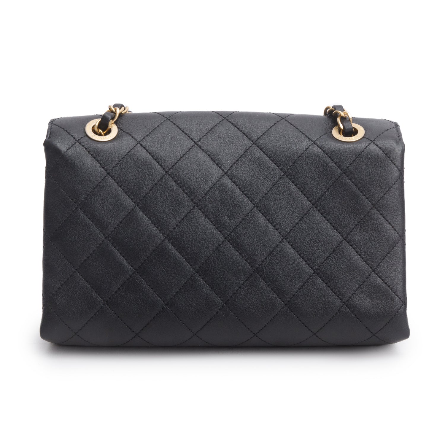 Chanel Black Calfskin Quilted Medium Enchained Flap w/ Box & Authenticity Card