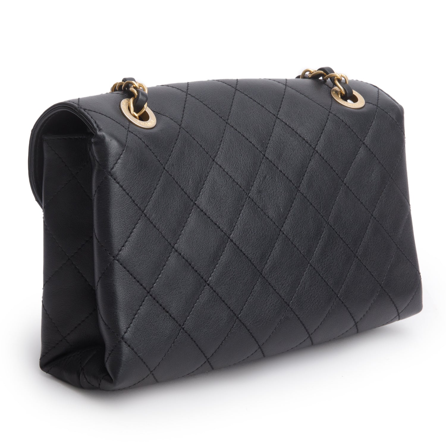 Chanel Black Calfskin Quilted Medium Enchained Flap w/ Box & Authenticity Card